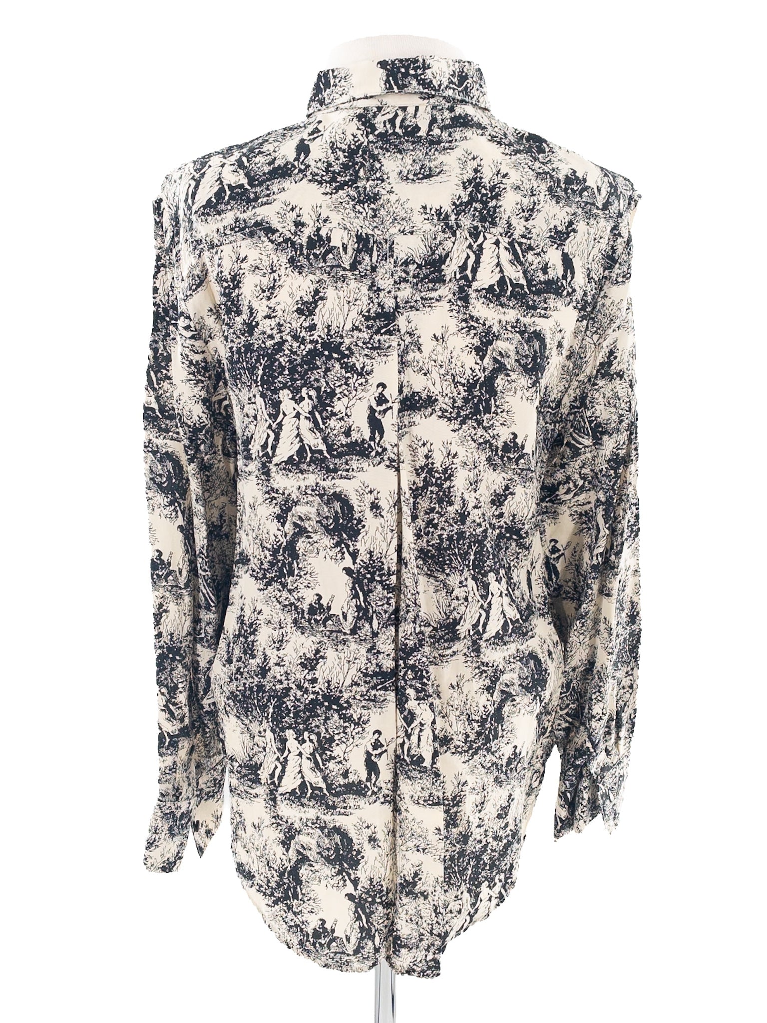 J Crew Black Cream Print Viscose Button Down Size M Blouse