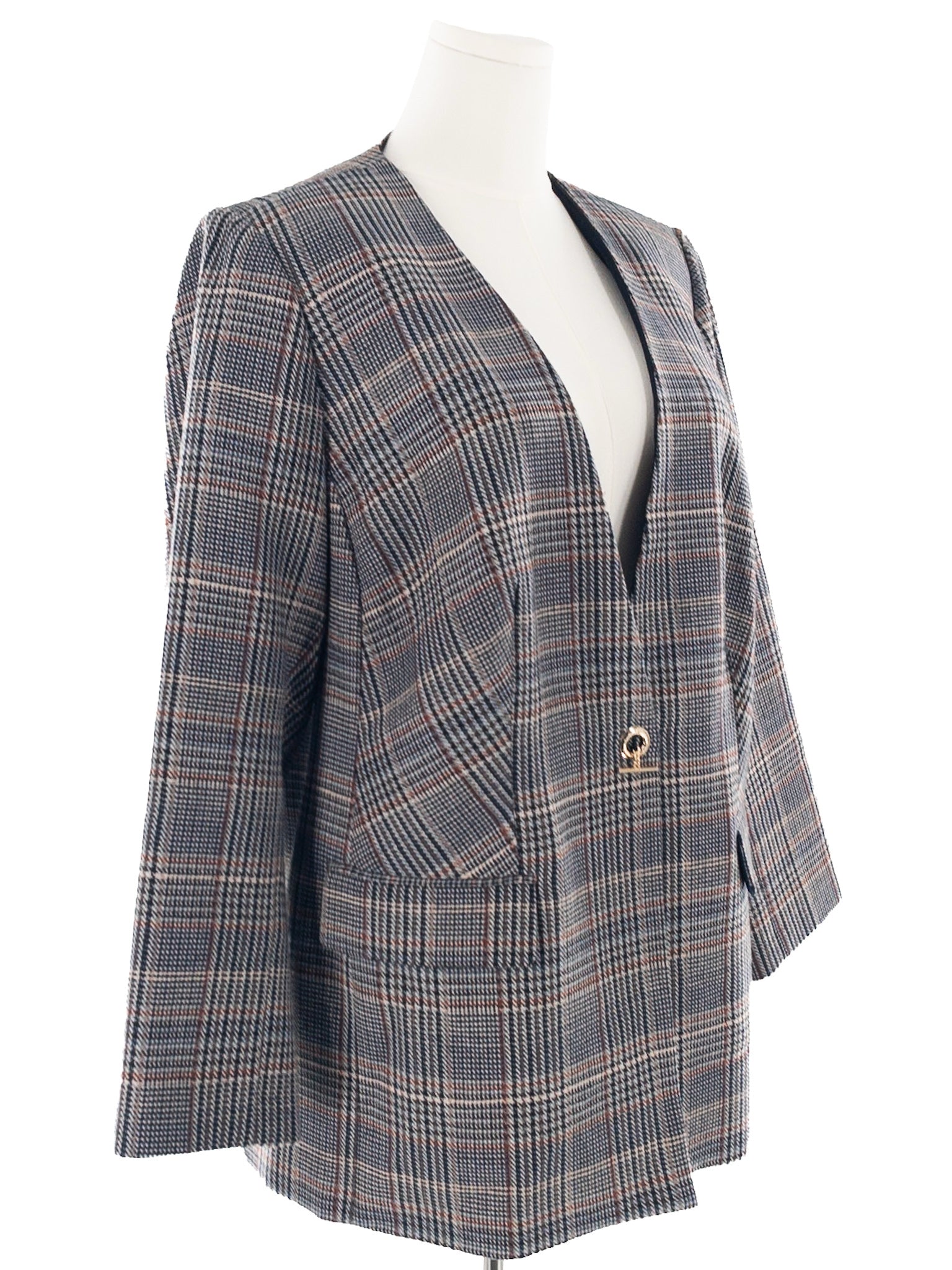 Calvin Klein Multi-Color Plaid Polyester Size 18 Blazer