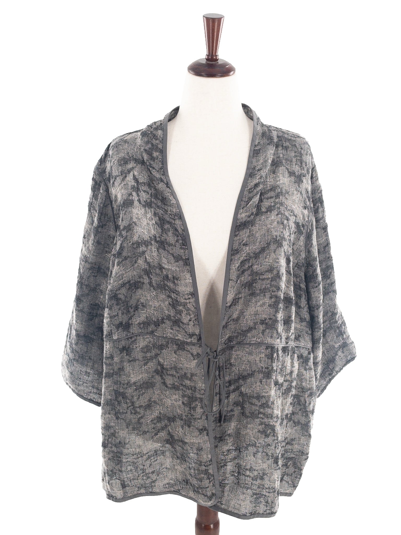 Eileen Fisher Taupe Gray Print Linen Blend Size 3X Blazer