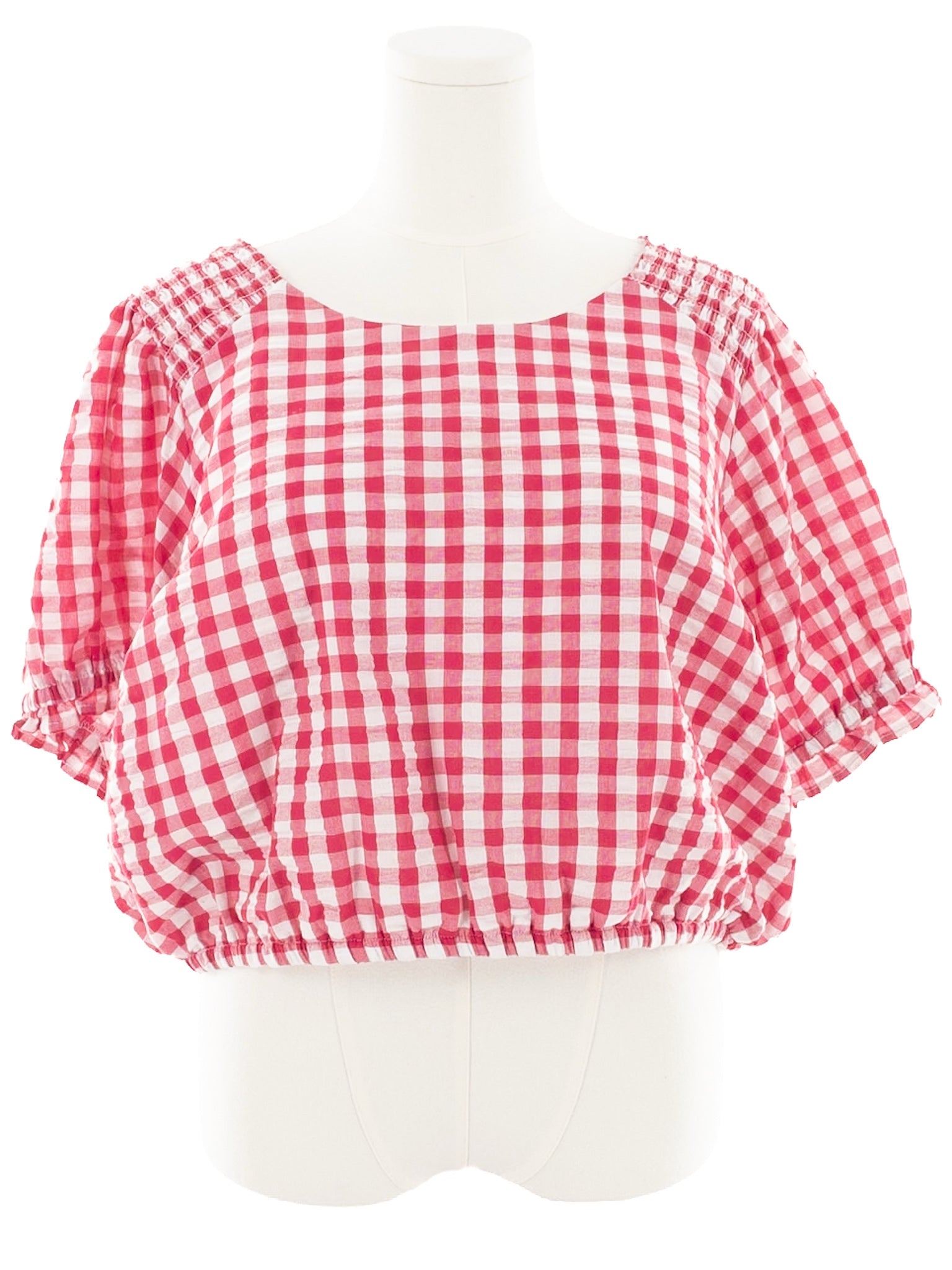 Torrid Fuschia White Gingham Polyester Blend Puff Sleeve Size 3X Dress Set