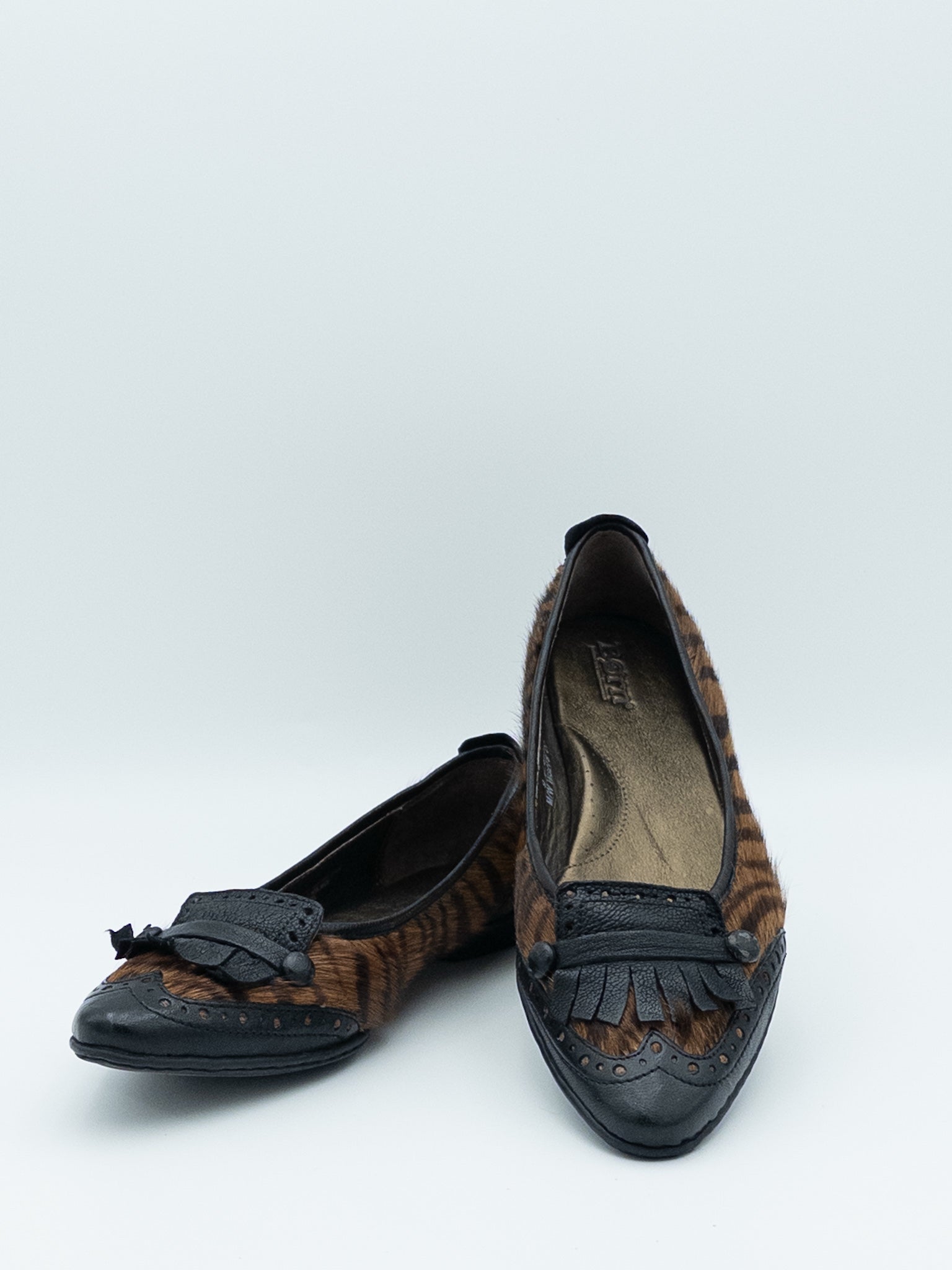 Born Brown Black Animal Print Fur 9 Flats