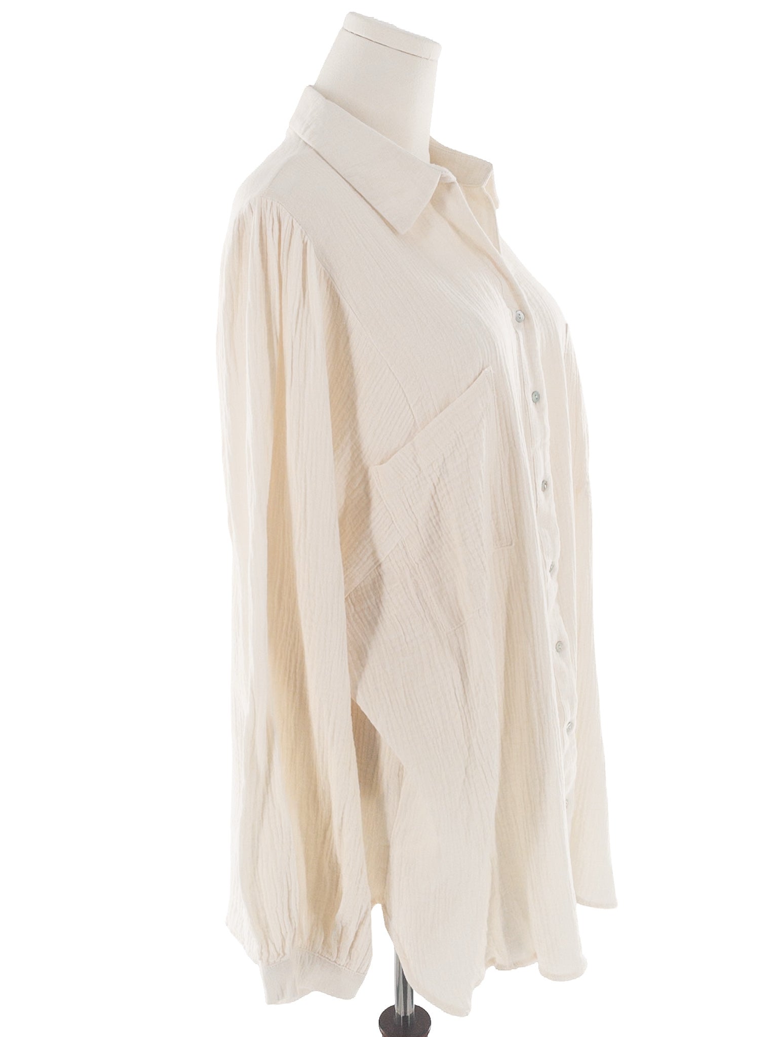 Sweet Generis Cream Crinkle Polyester Blend Long Sleeve Size 3X Blouse