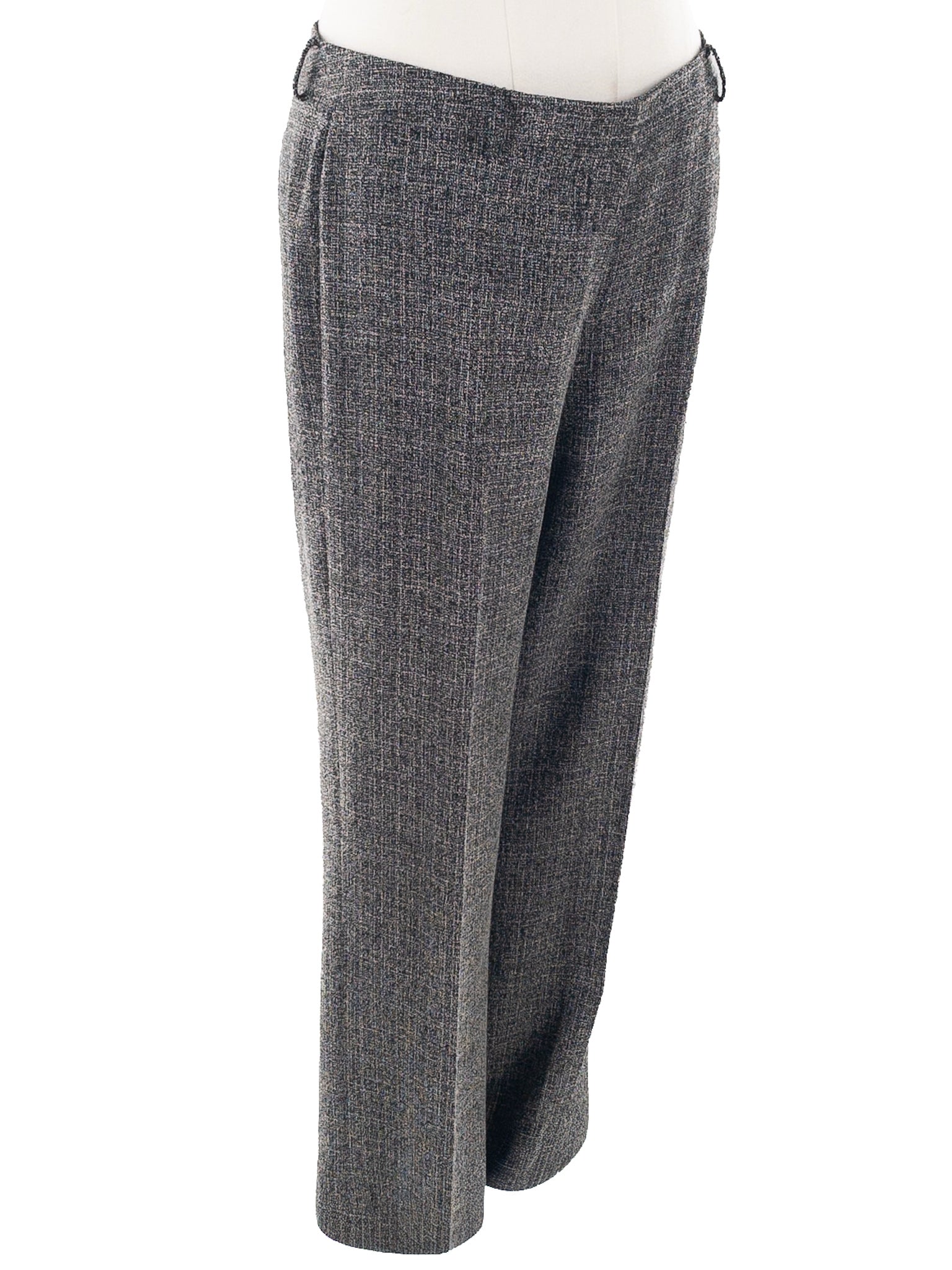Anne Klein Black Cream Heather Polyester Blend Straight Size 12 Pants Suit