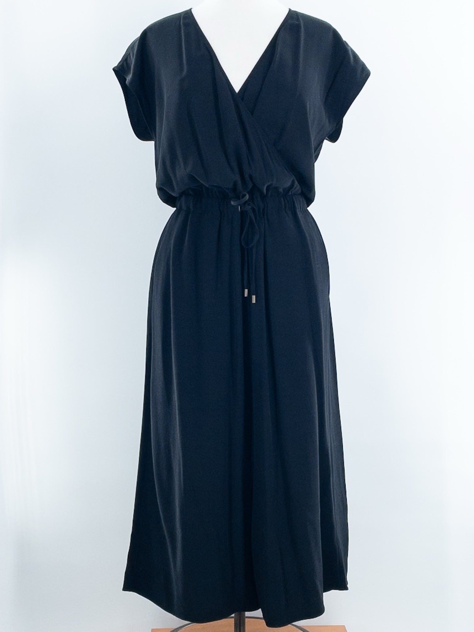 Eileen Fisher Black Drawstring Tencel Wide Crop Size S Jumpsuits