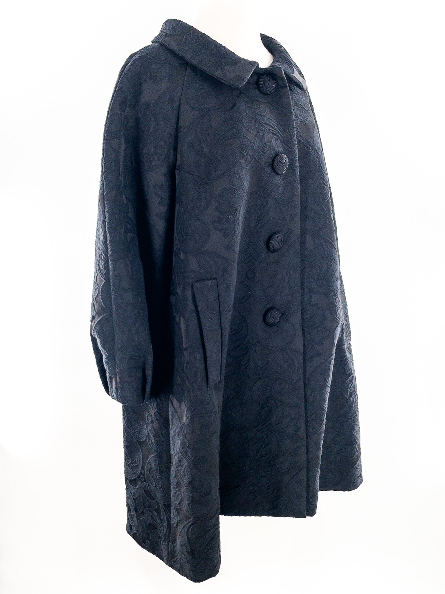 Victor Black Brocade Polyester Blend Size 12 Coat