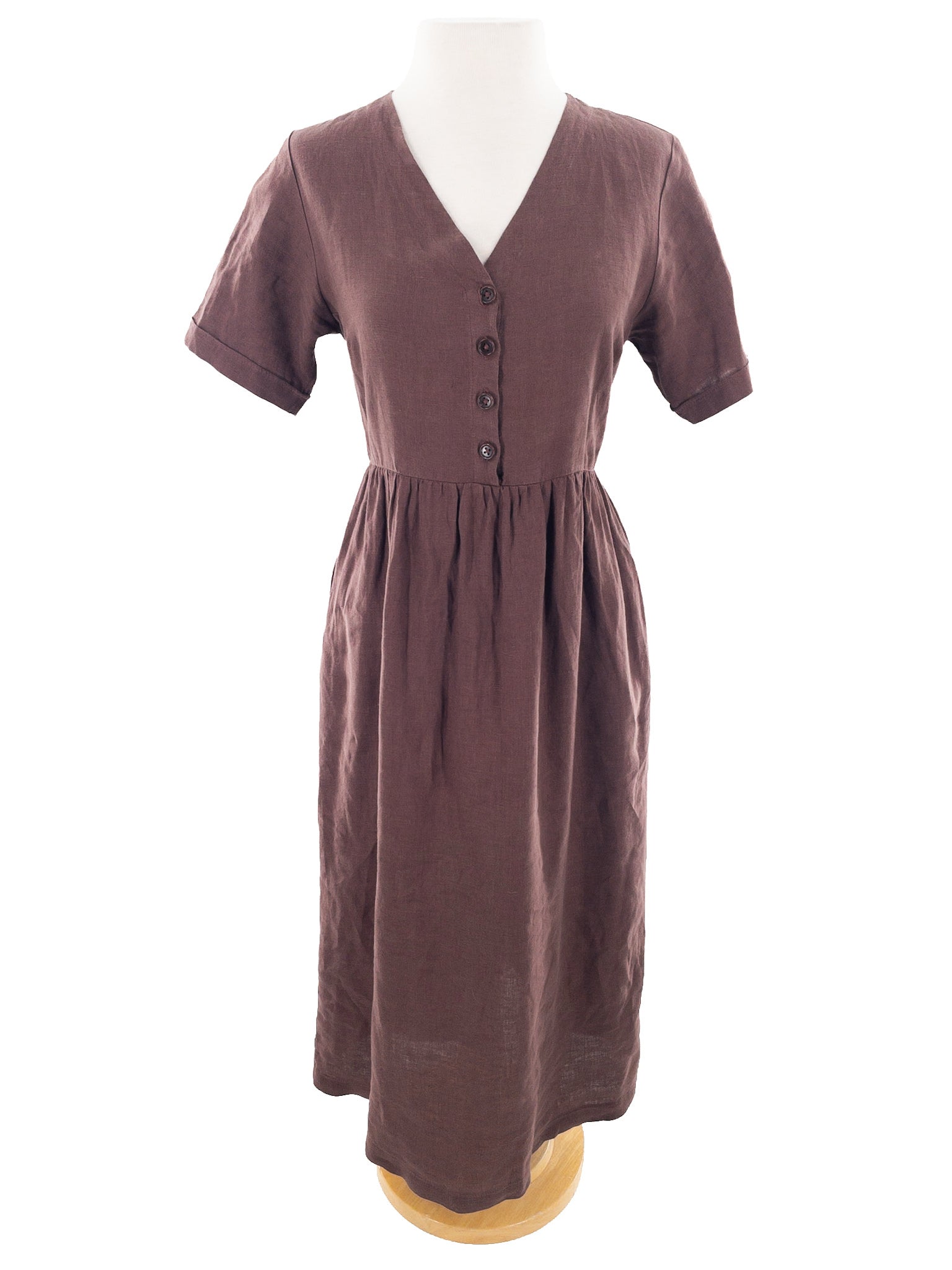 Pyne & Smith Brown Linen Short Sleeve Size XS Dress