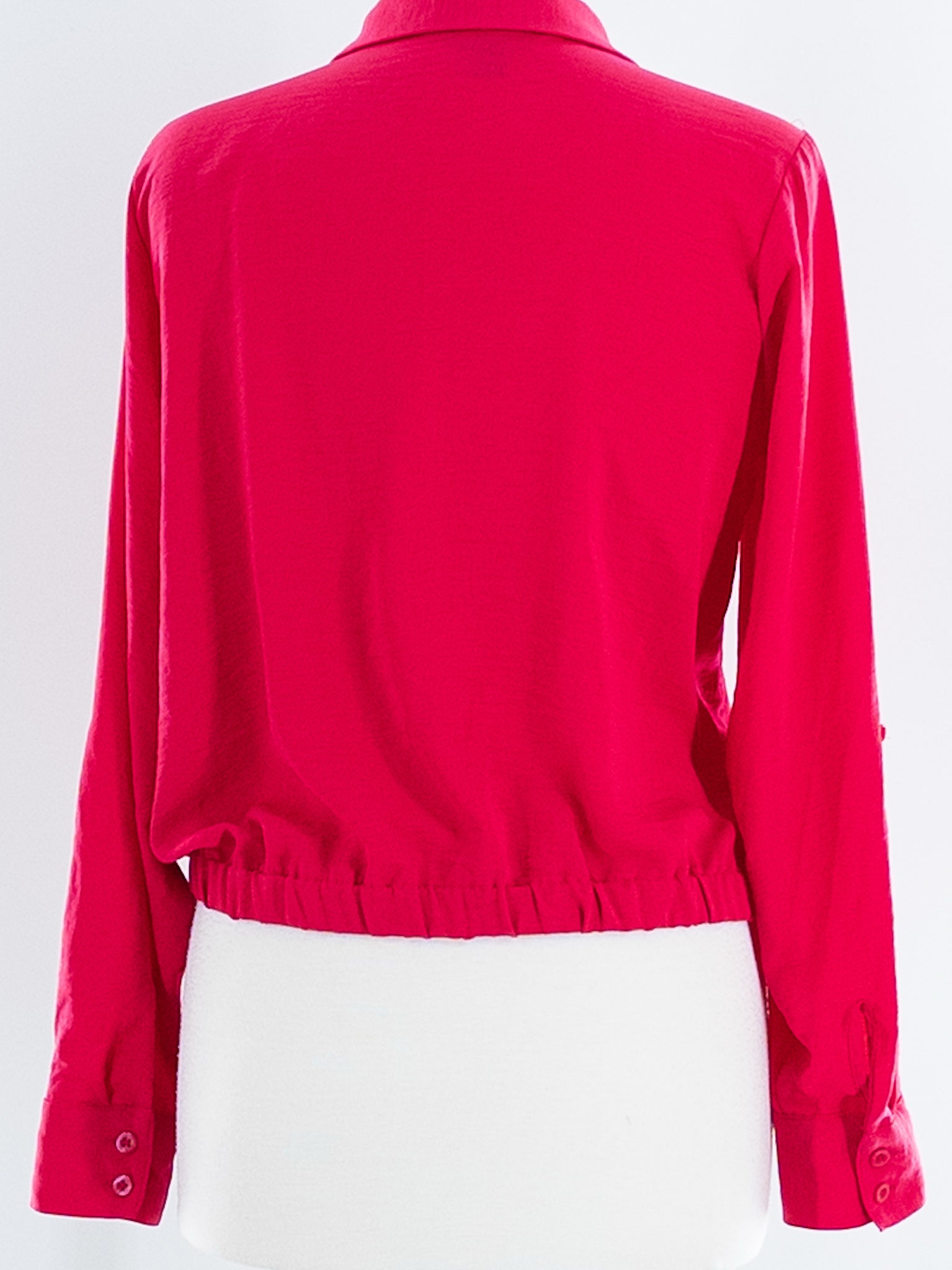 Simply Vera Wang Hot Pink Polyester Roll Sleeve Size S Blouse