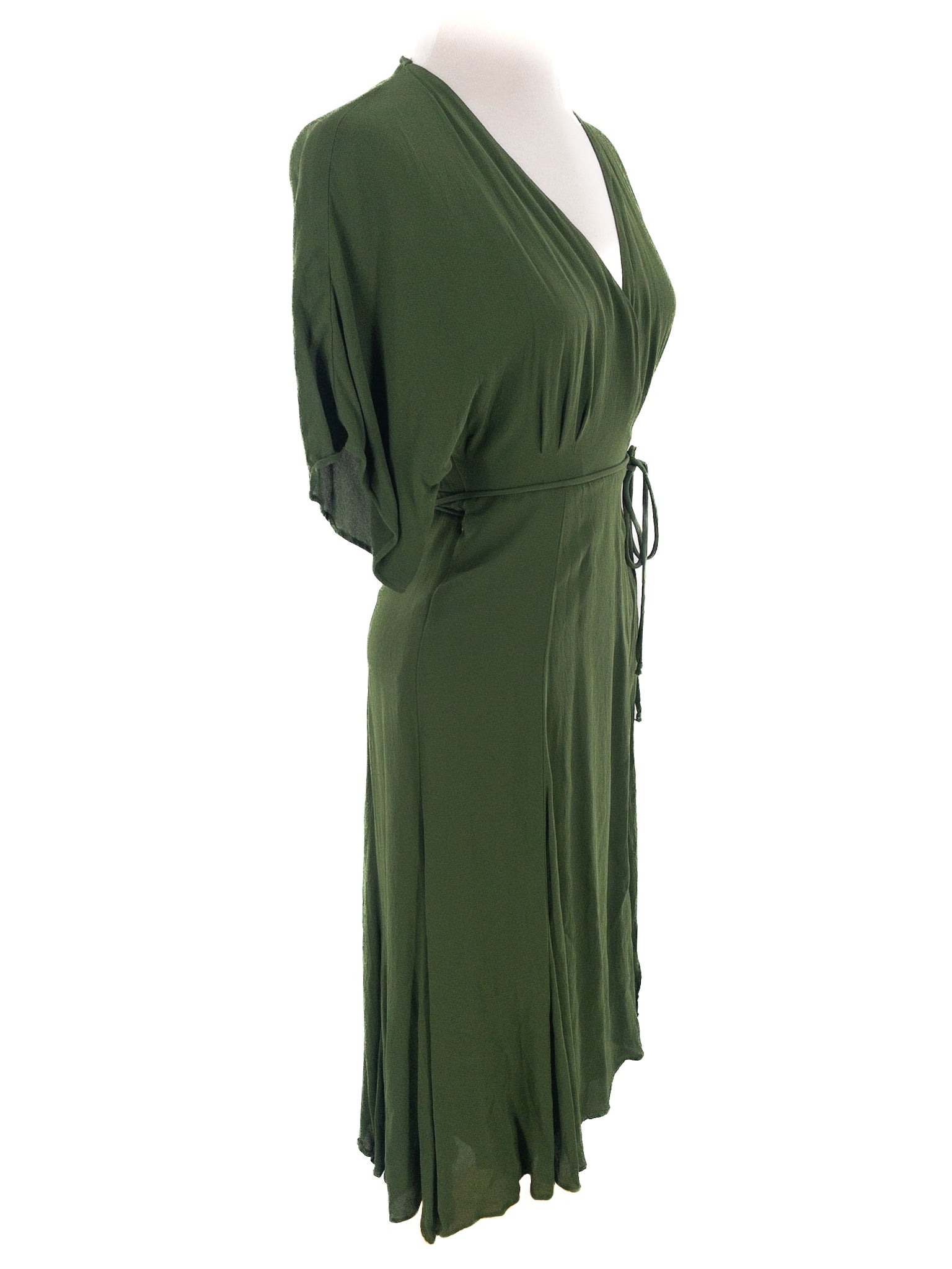 Reformation Olive Wrap Viscose Short Sleeve Size S Dress