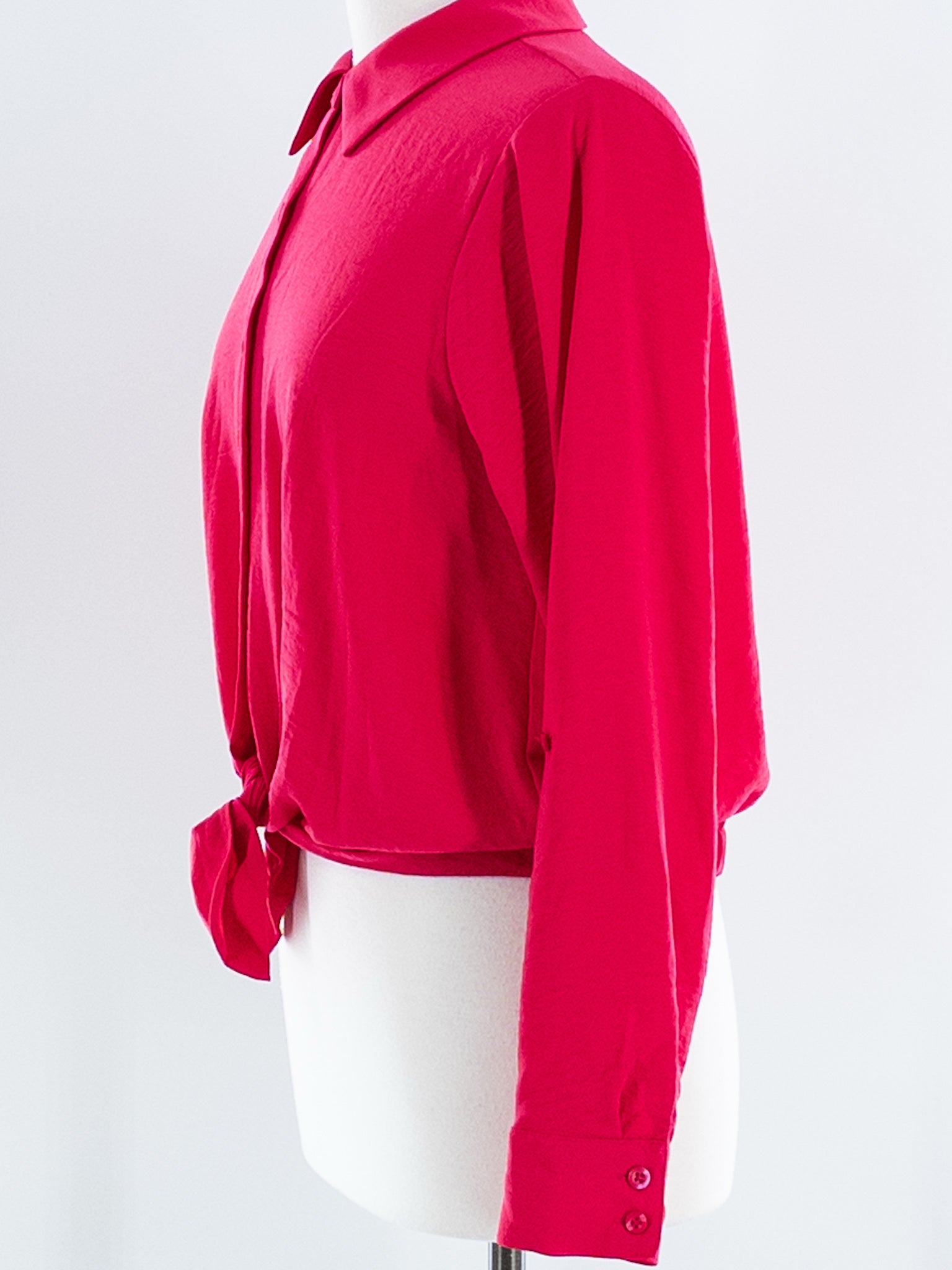 Simply Vera Wang Hot Pink Polyester Roll Sleeve Size S Blouse