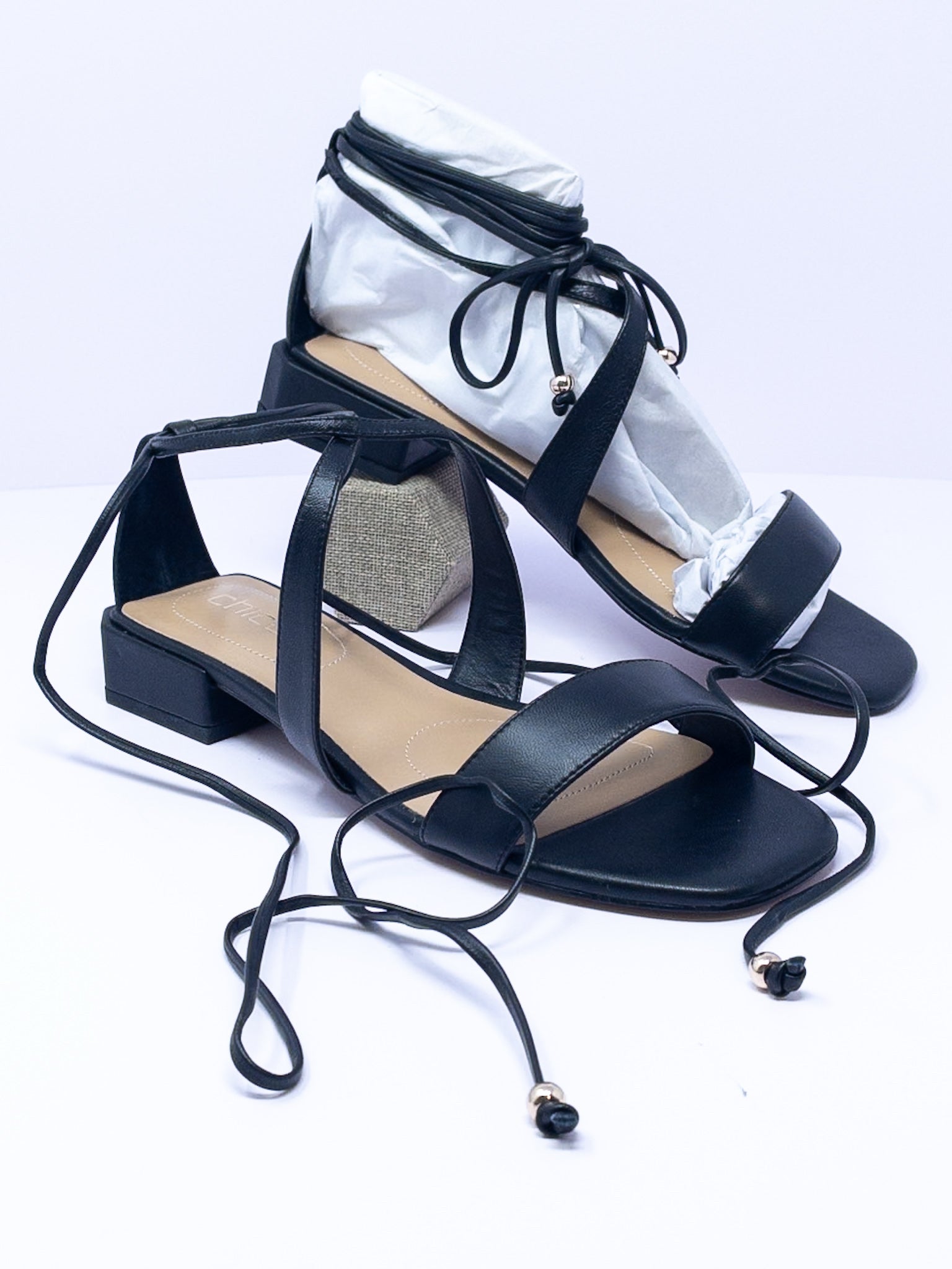 Chicos Black Strappy Leather 8 Sandals