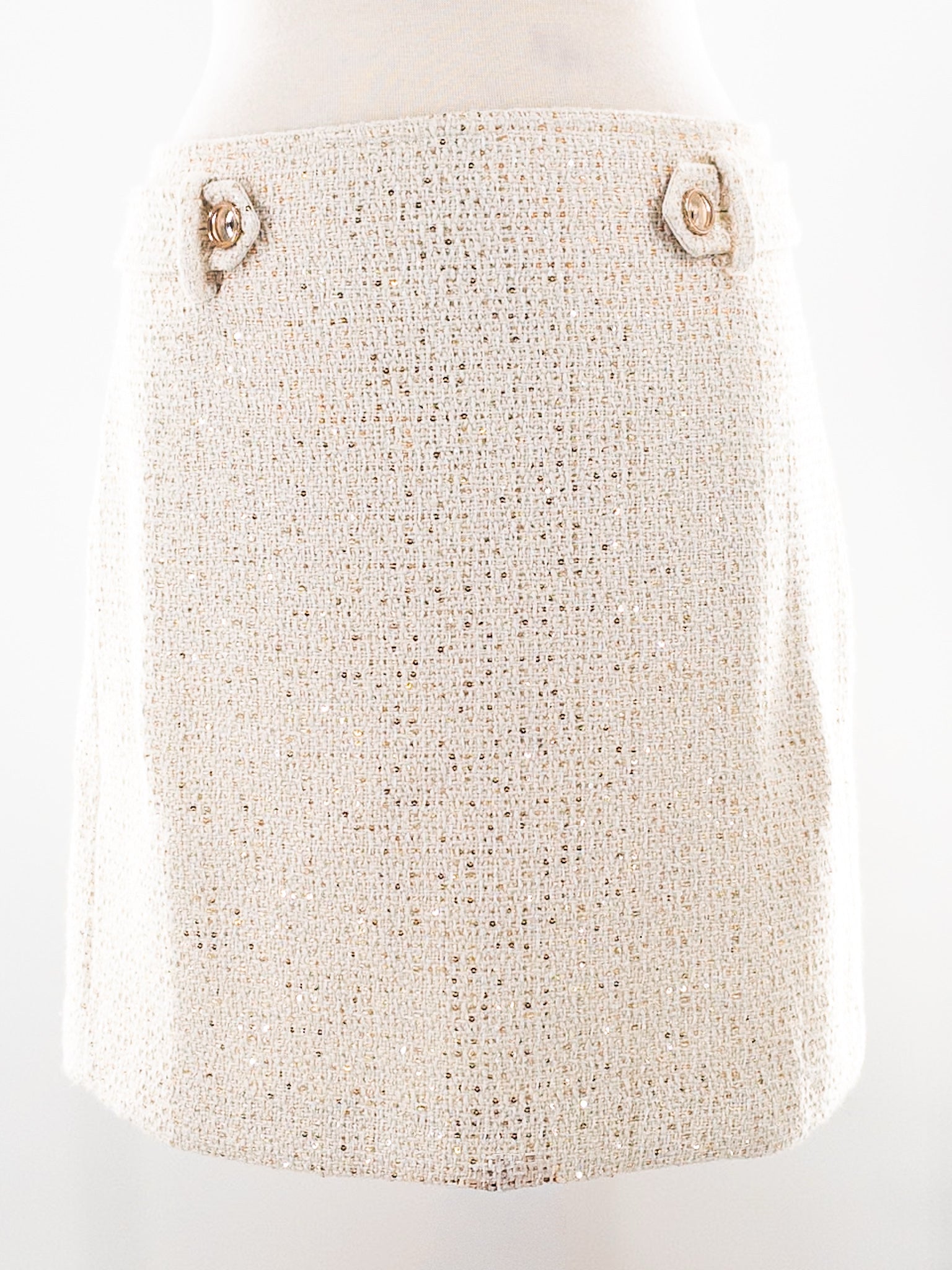 Ann Taylor Cream Gold Metallic Tweed Size 8 Skirt