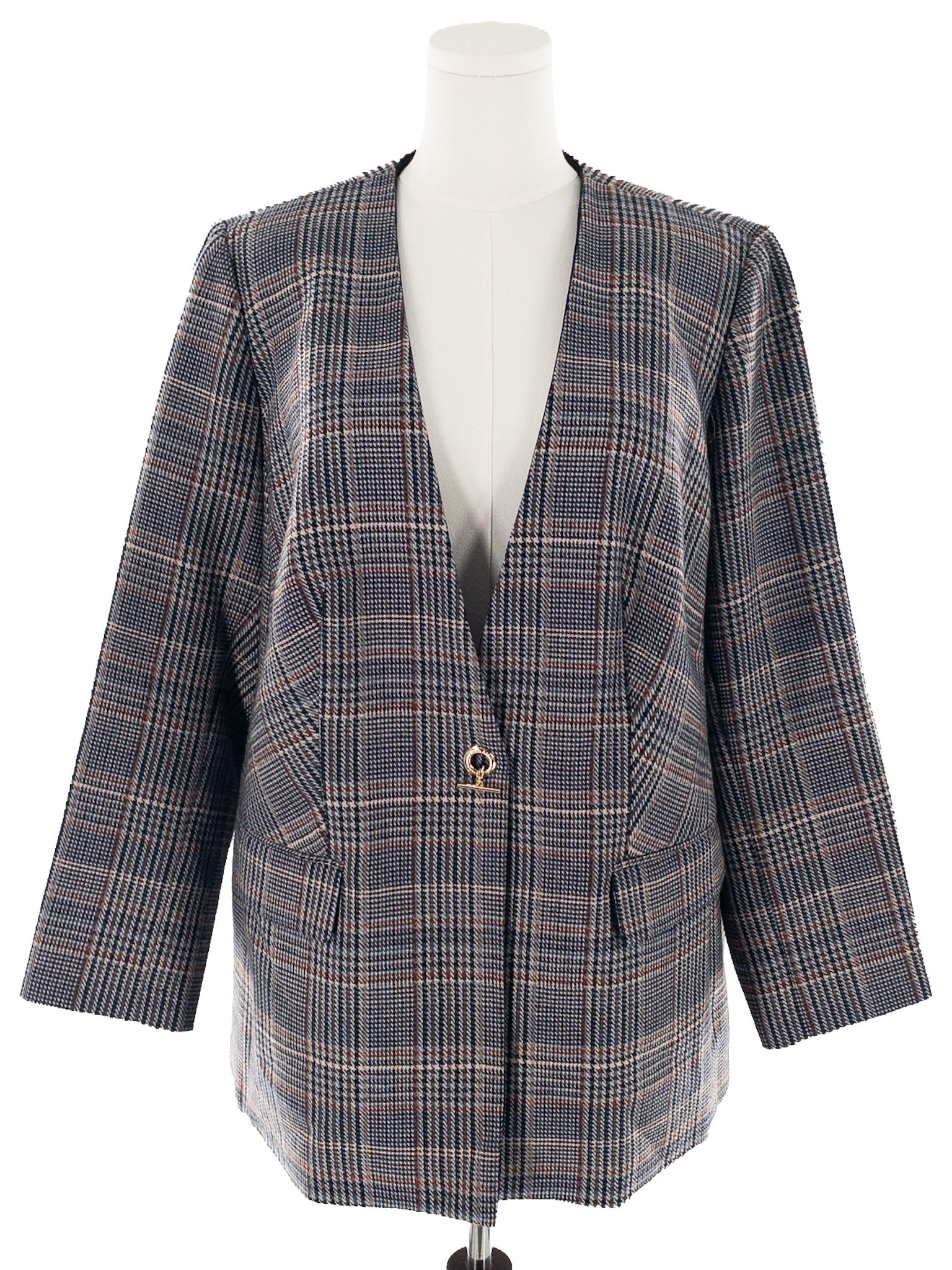 Calvin Klein Multi-Color Plaid Polyester Size 18 Blazer