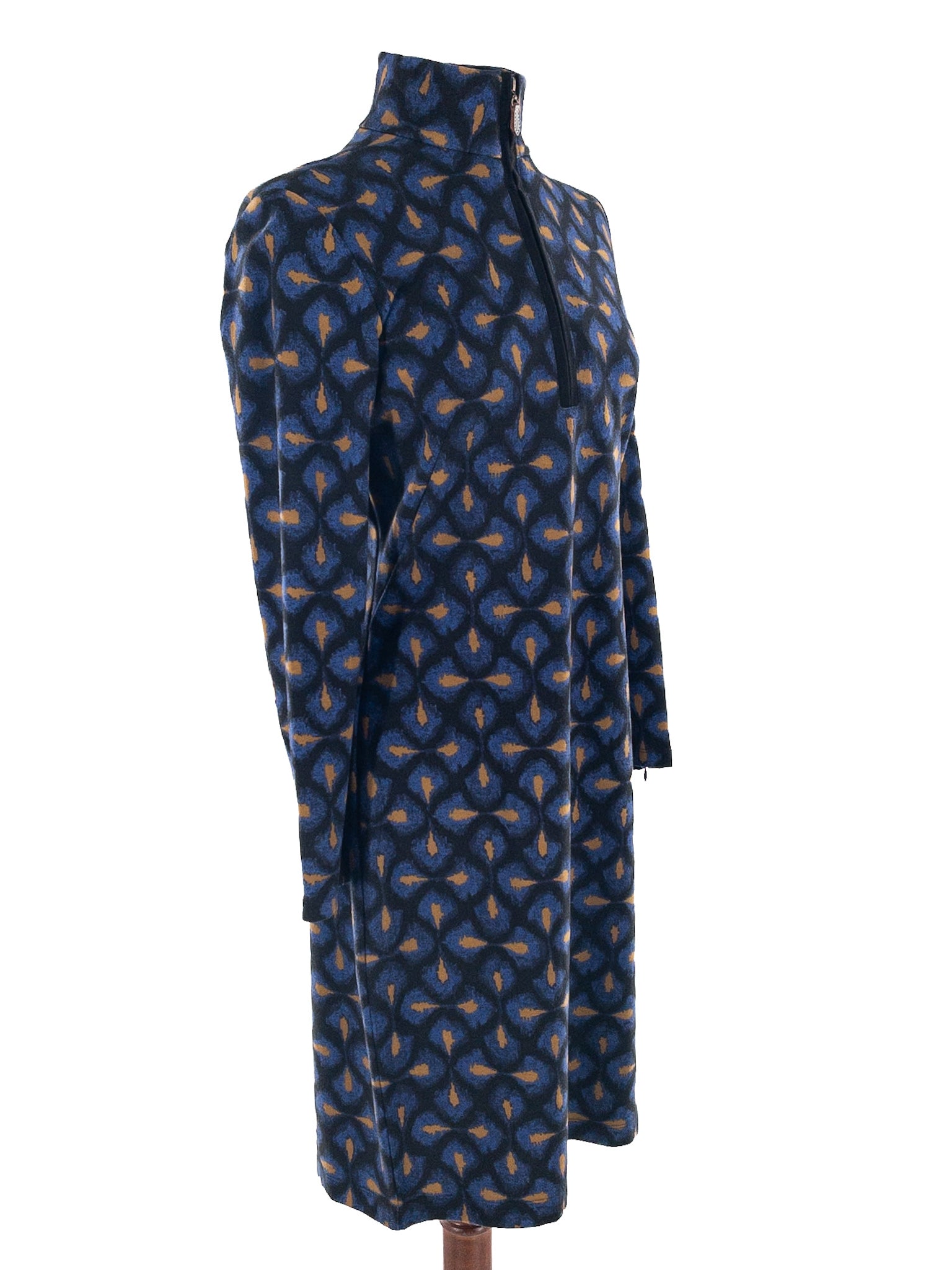 J McLaughlin Blue Multi Print Rayon Blend Long Sleeve Size S Dress