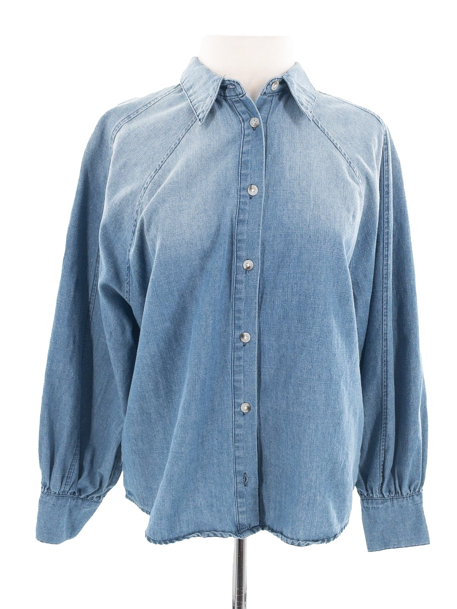 Biscuit Blue Washed Chambray Long Sleeve Size M Blouse