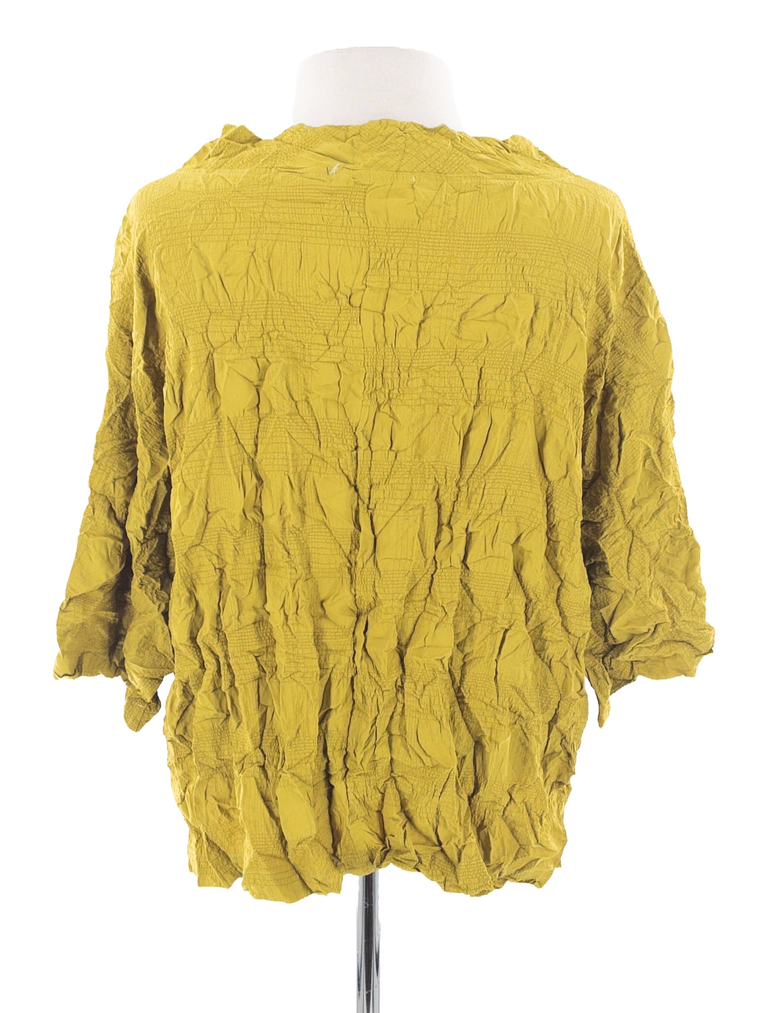 Chalet Chartreuse Crinkle Polyester Short Sleeve Size XS Blouse