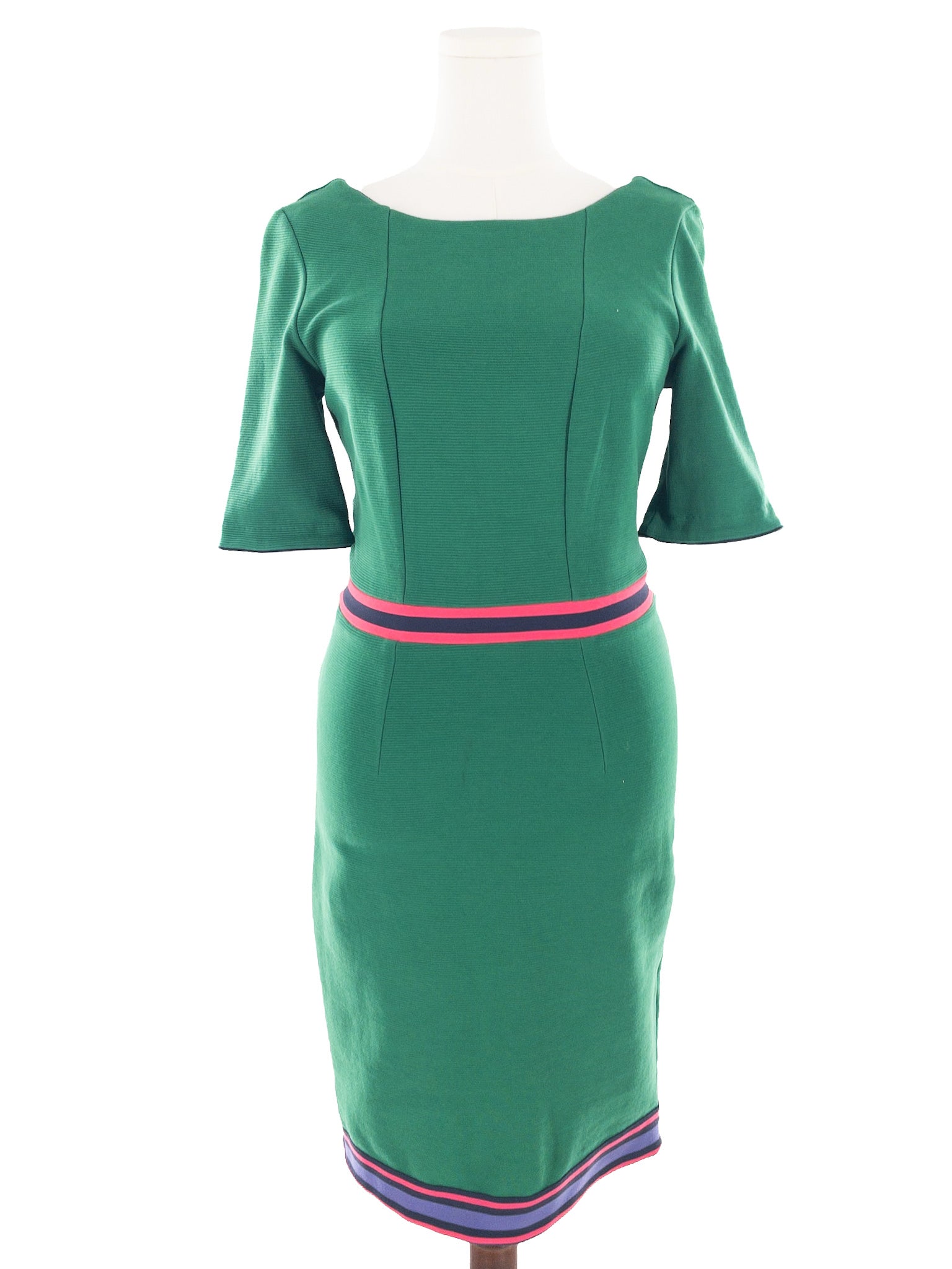 Boden Green Elastic Band Polyester Blend Short Sleeve Size 8 Dress