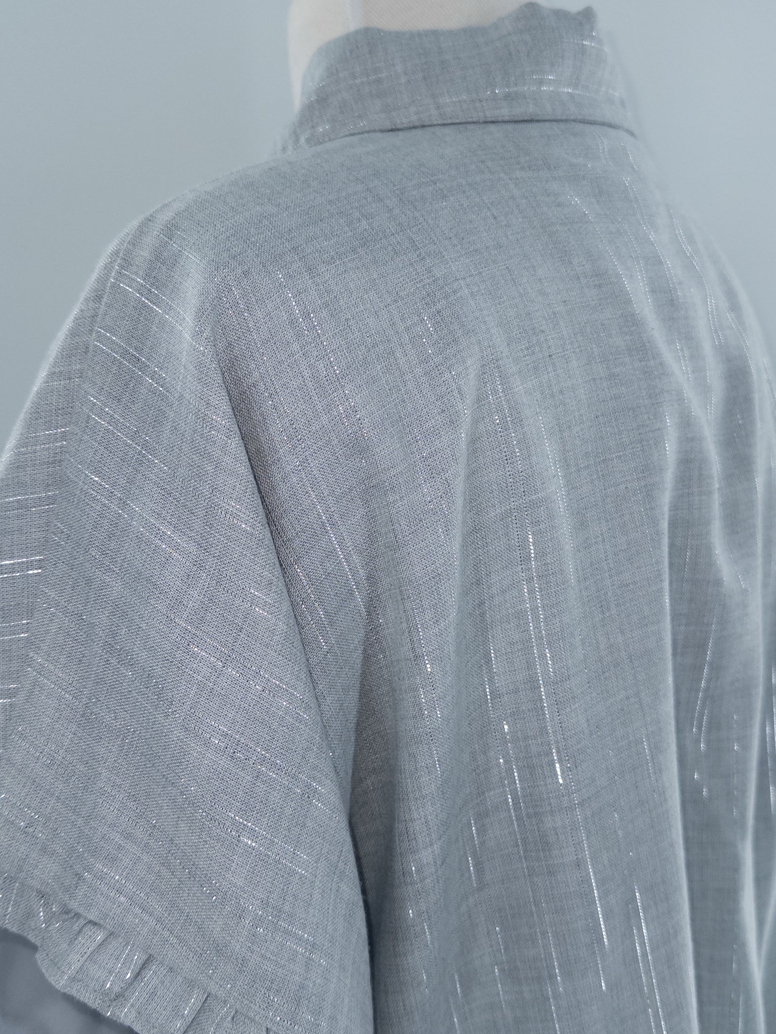 DKNY Gray Silver Metallic Polyester Blend Cap Sleeve Size XL Blouse