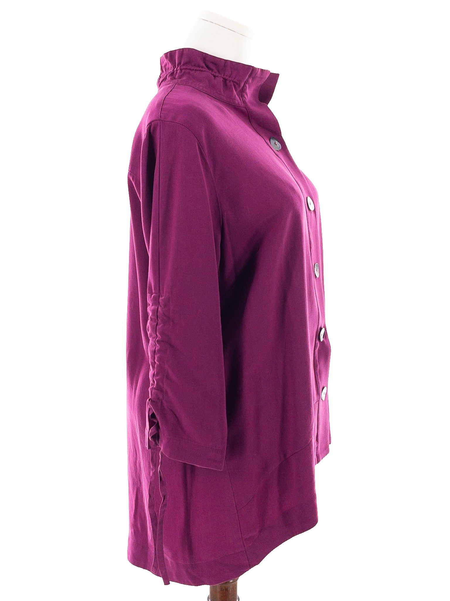 Soft Surroundings Magenta Tencel Ruched Sleeve Size XLP Blouse