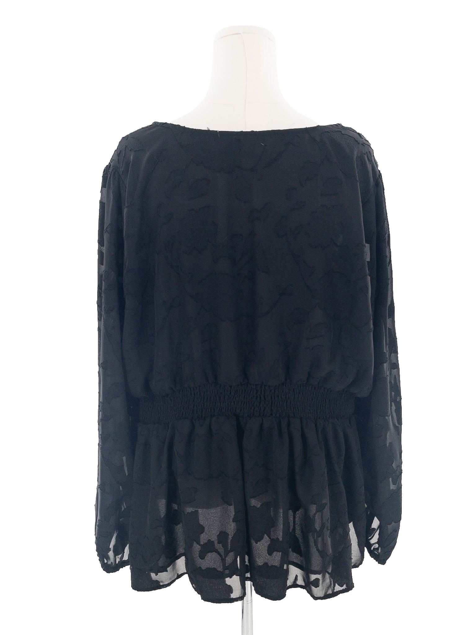 Torrid Black Shadow Print Polyester Long Sleeve Size 3X Blouse