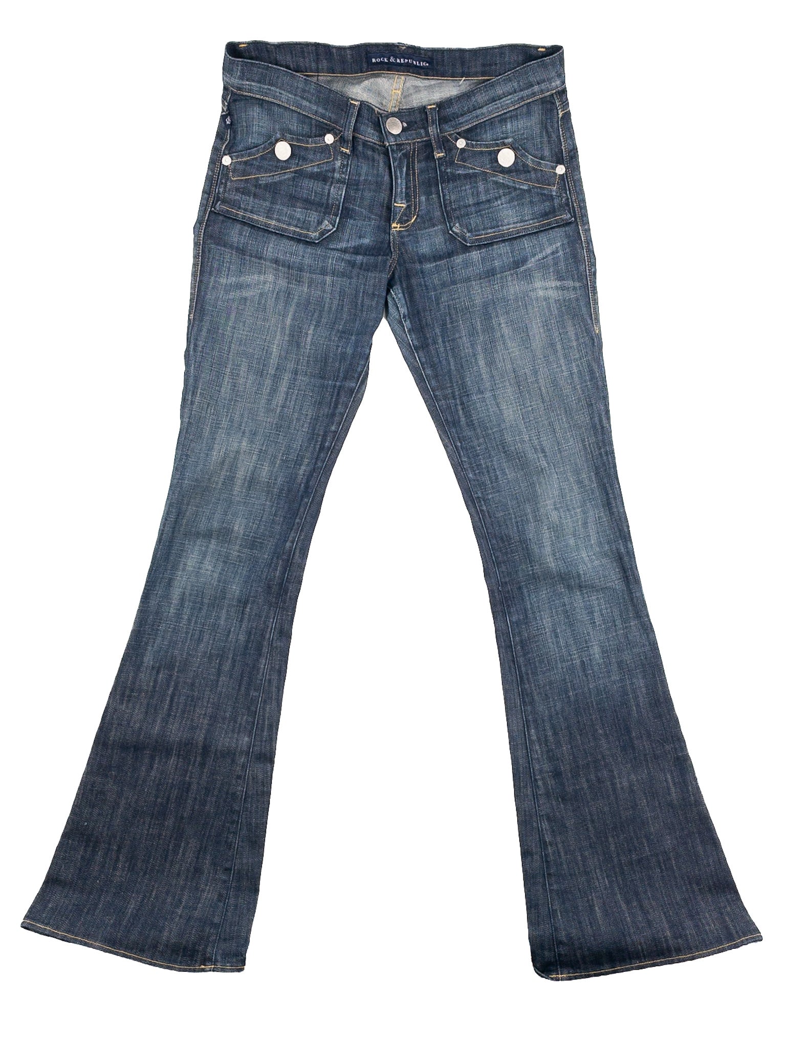 Rock & Republic Indigo Washed Cotton Flare Size 6 Jeans