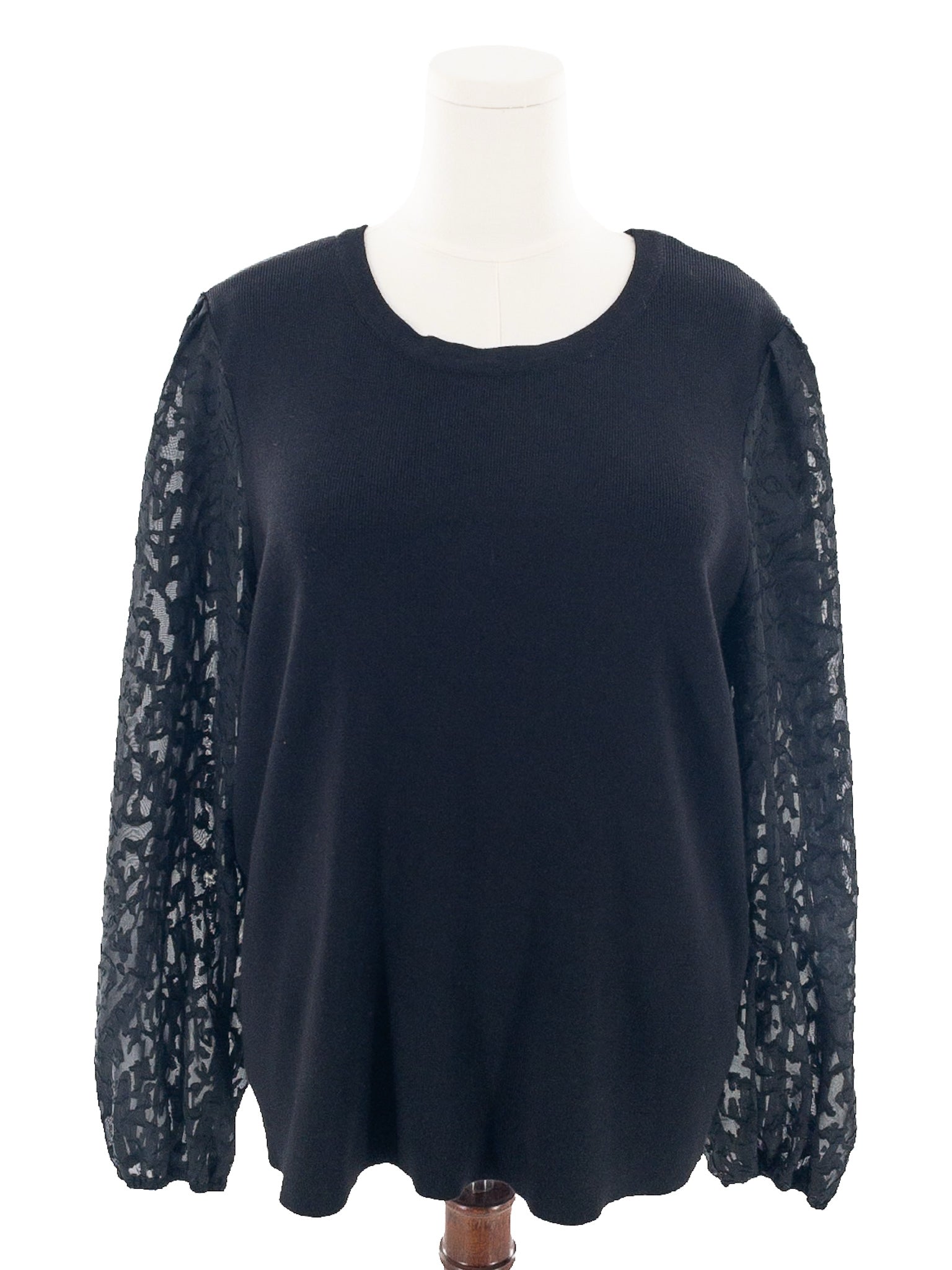 Tahari Black Puffed Sleeve Mixed Media Size 2X Sweaters