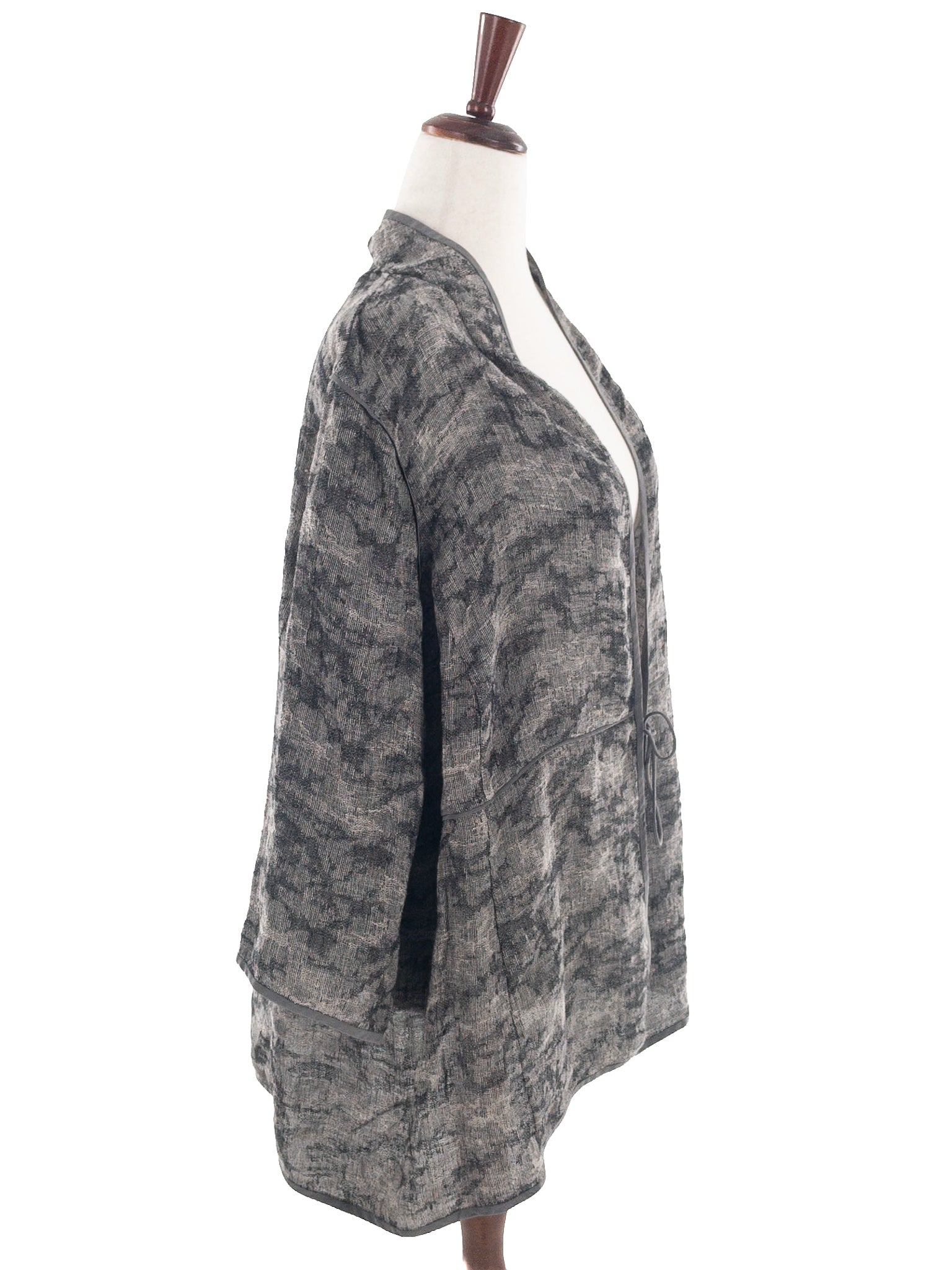 Eileen Fisher Taupe Gray Print Linen Blend Size 3X Blazer
