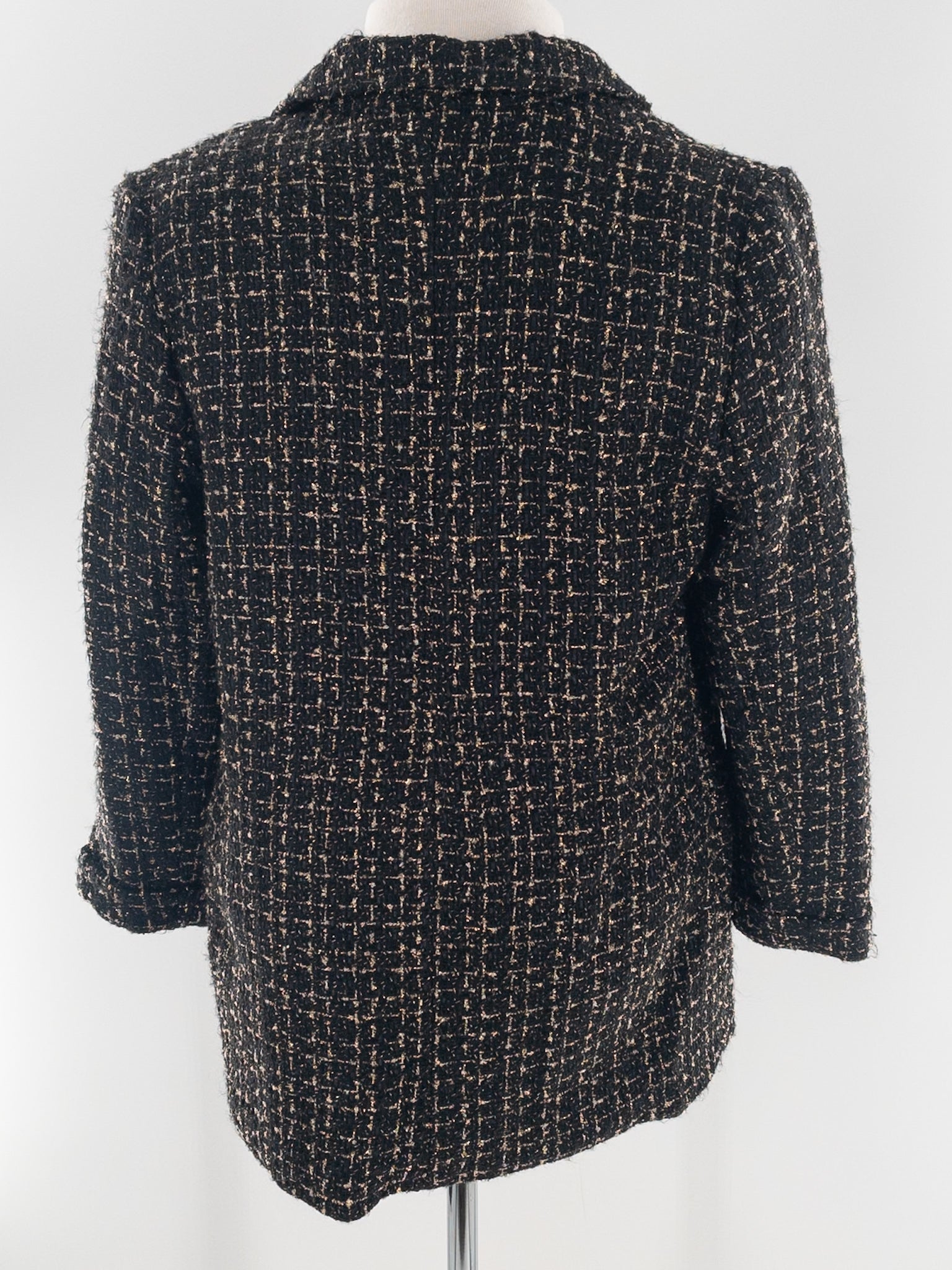 Nanette Lepore Black Gold Tweed Polyester Blend Size S Blazer