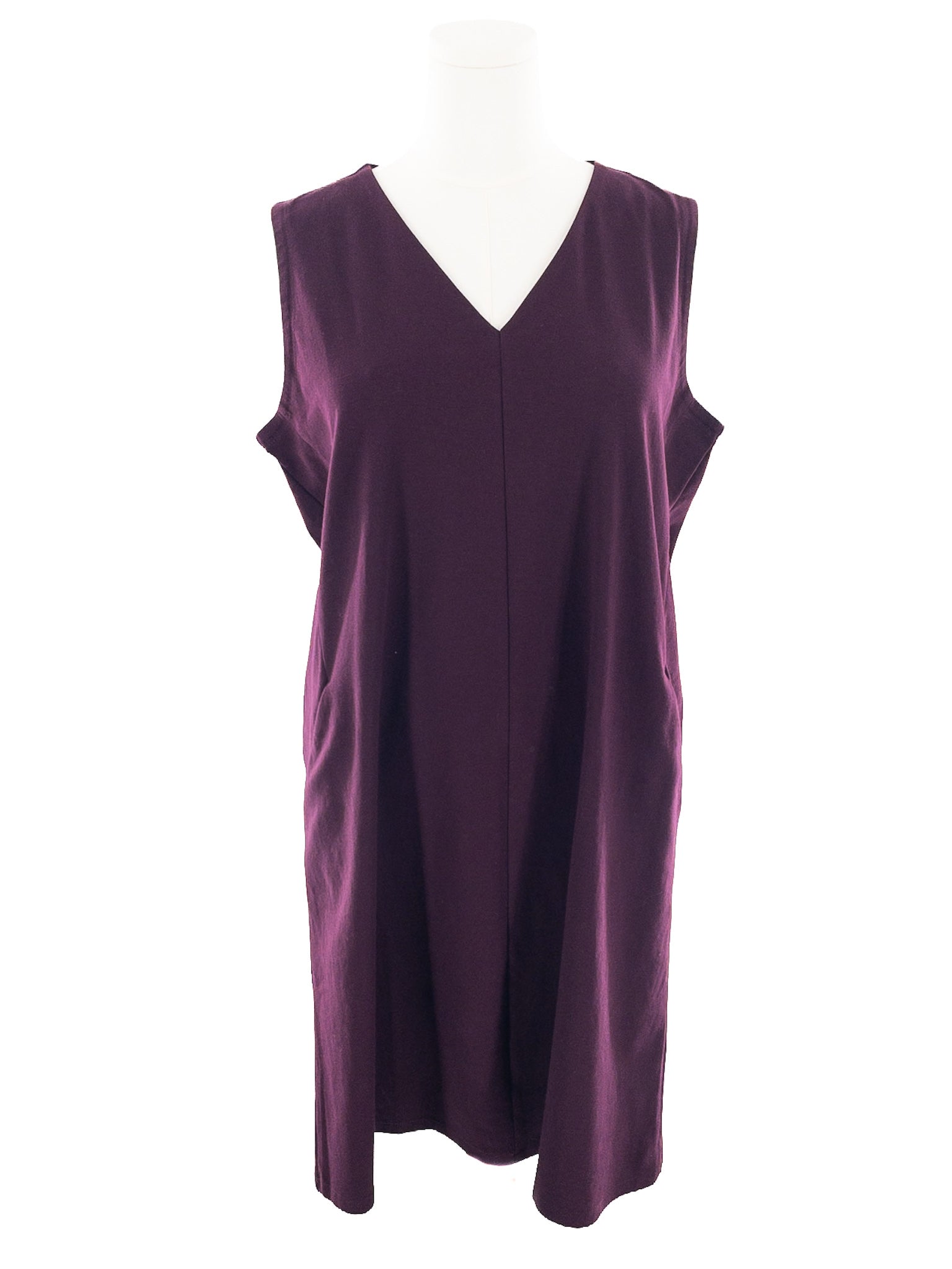 Eileen Fisher Blackberry Cotton Blend Sleeveless Size L Dress