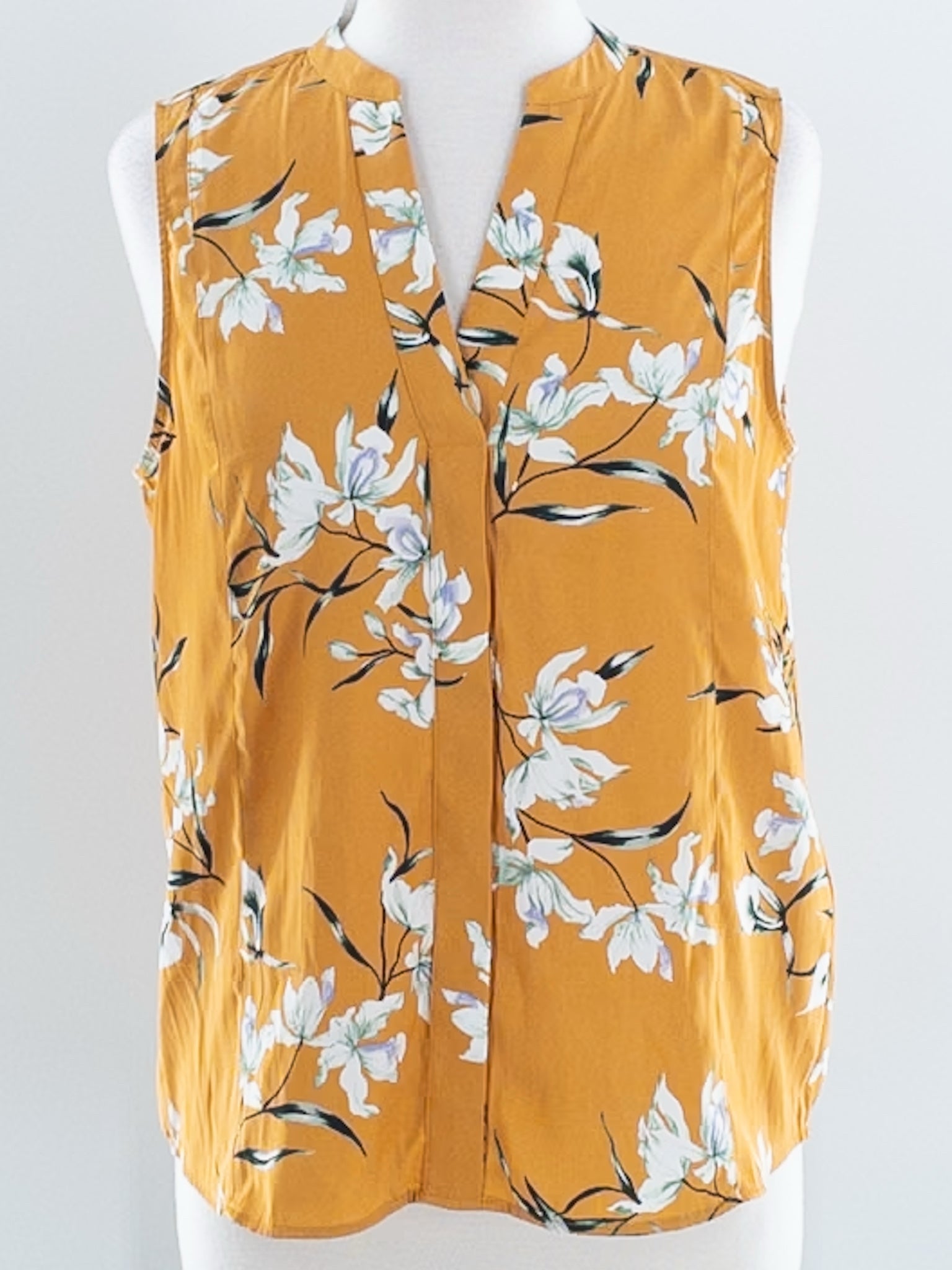 Banana Republic Goldenrod Floral Polyester Sleeveless Size S Blouse