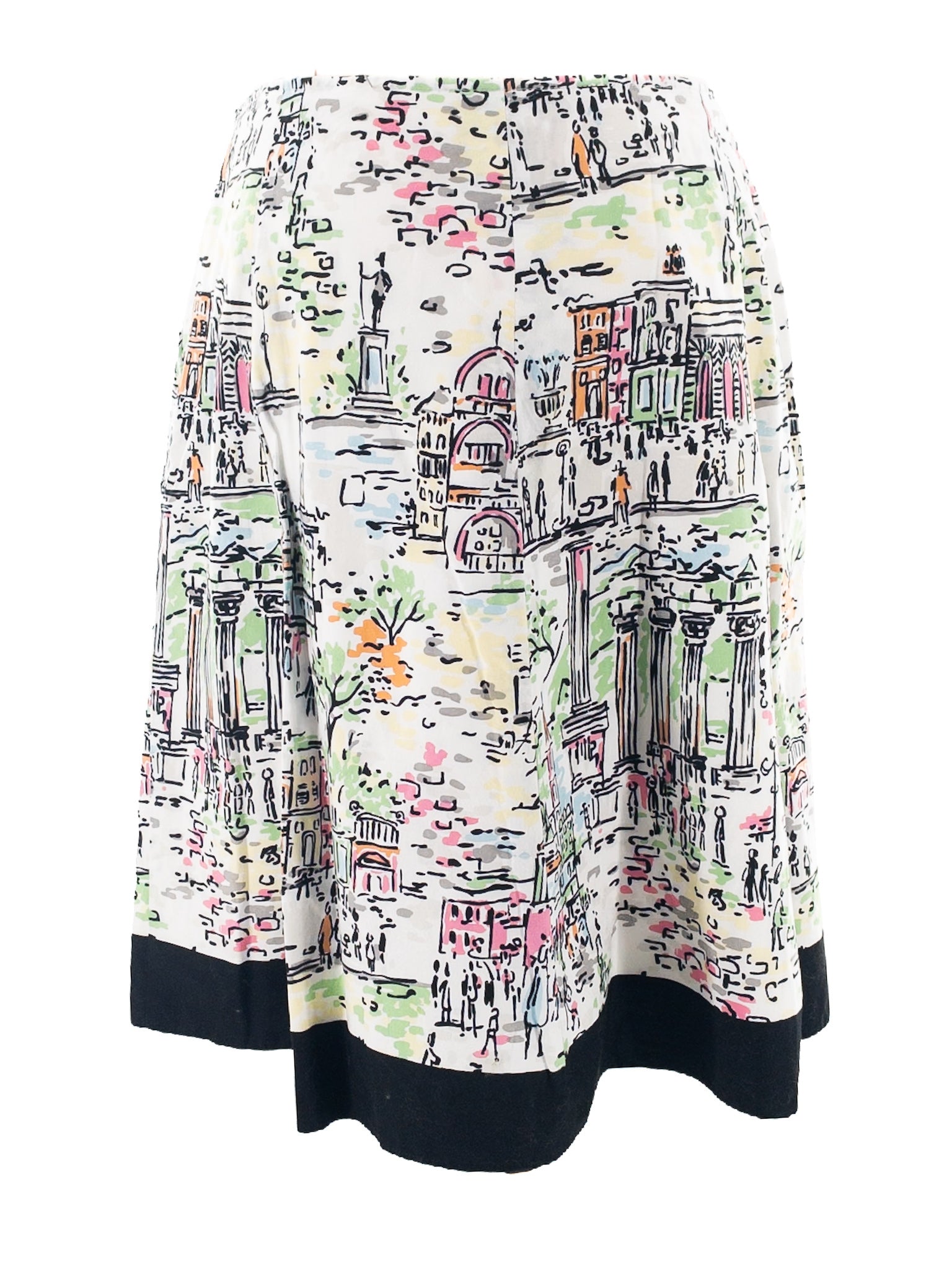Talbots White Multi Cityscape Cotton Size 16 Skirt