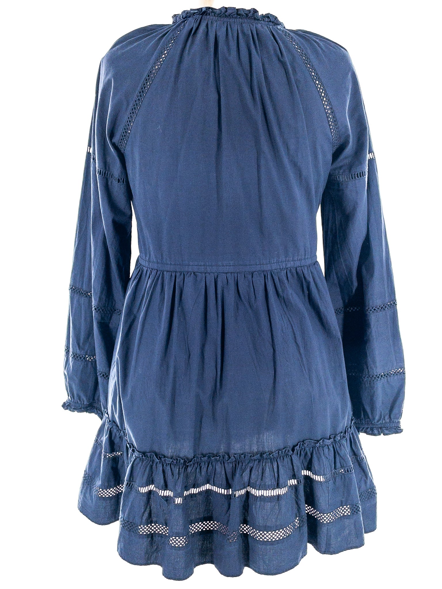 Veronica Beard Navy Drawstring Cotton Long Sleeve Size S Dress