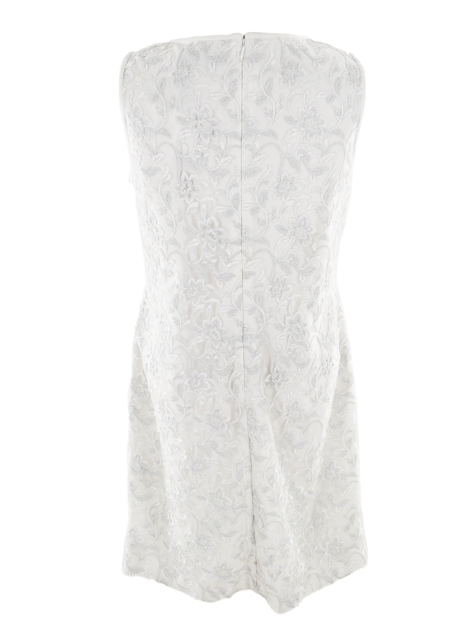 Ralph Lauren White Silver Metallic Nylon Blend Sleeveless Size 6 Dress