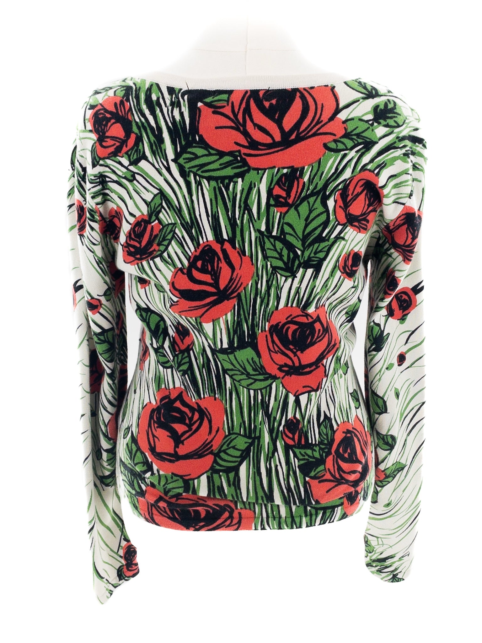 Louie Lucie Red Green Floral Cotton Blend Size L Cardigan