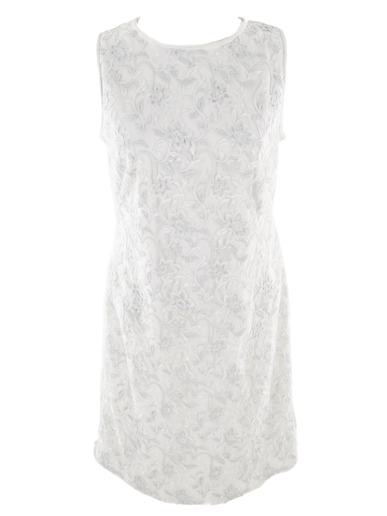 Ralph Lauren White Silver Metallic Nylon Blend Sleeveless Size 6 Dress