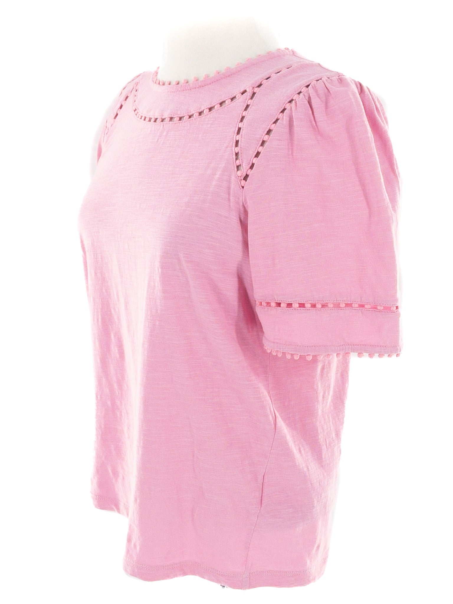 Boden Pink Crochet Cotton Short Sleeve Size 6 T Shirt