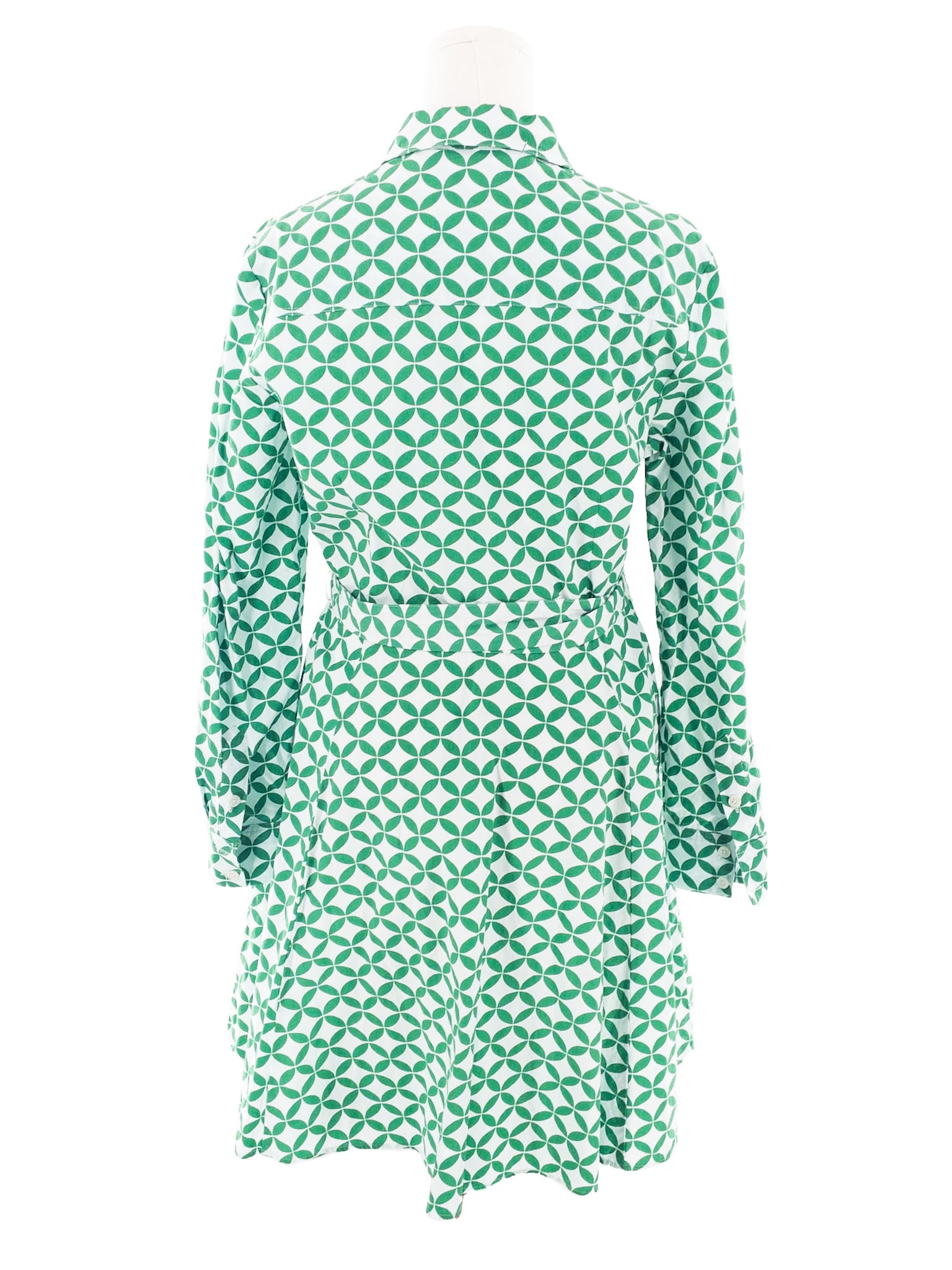 Boden White Graphic Pique Long Sleeve Size 10 Dress