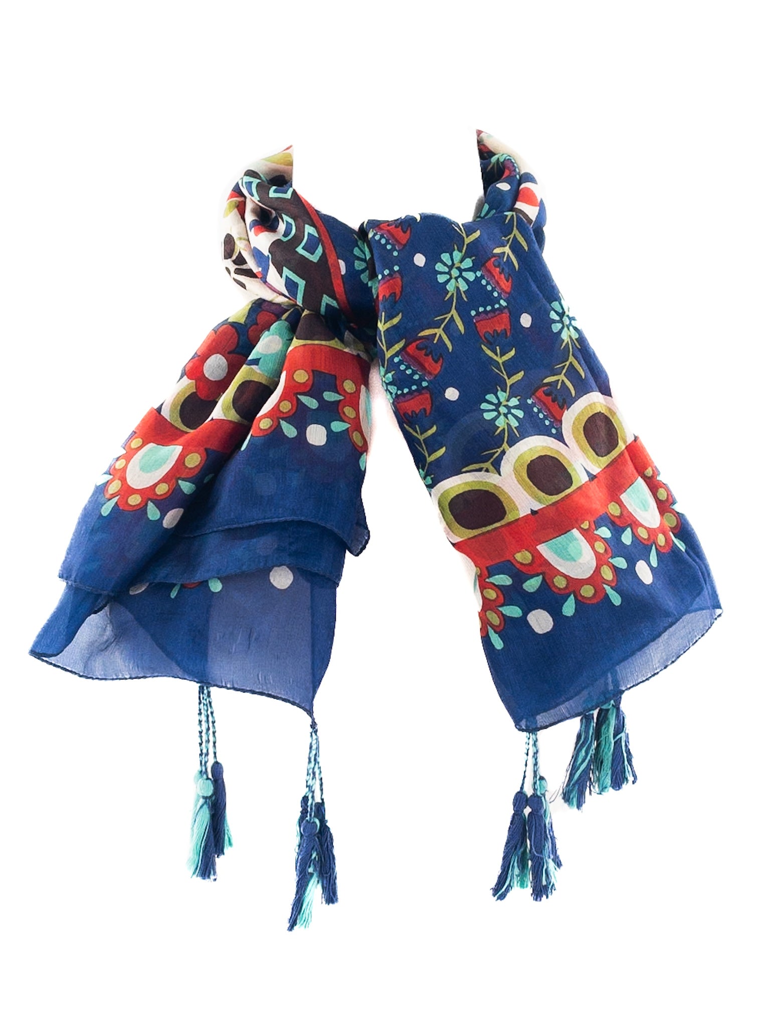 Blue Multi Print Scarves