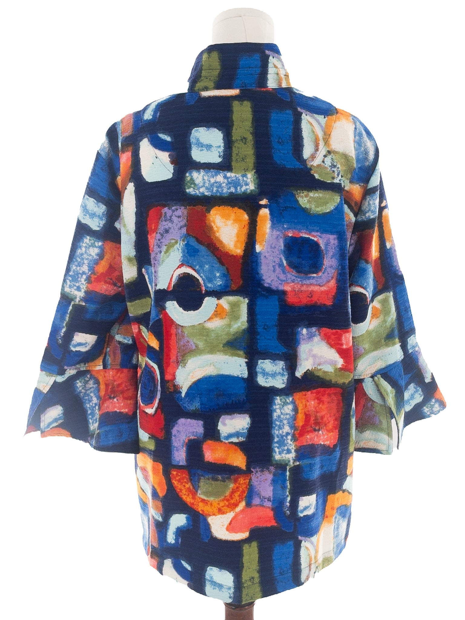 Ali Miles Multi-Color Print Polyester Size L Blazer