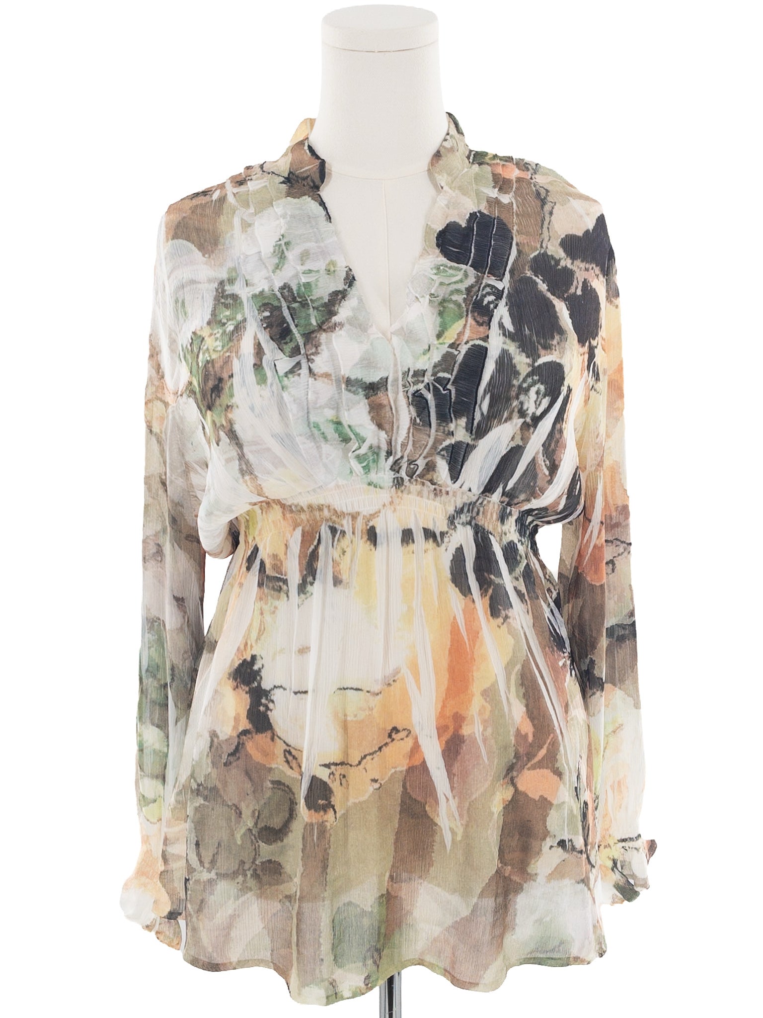 Mushka by Sienna Rose Multi-Color Print Polyester Long Sleeve Size L Blouse