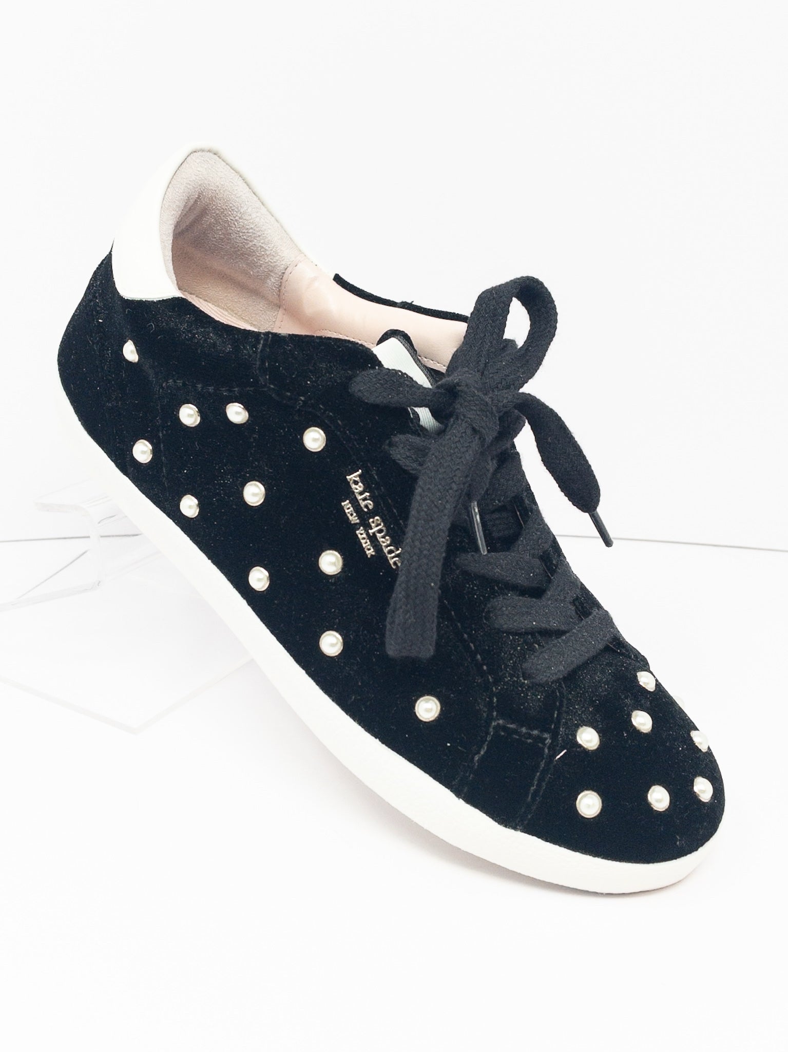 Kate Spade Black Embellished Velvet 7 Sneakers