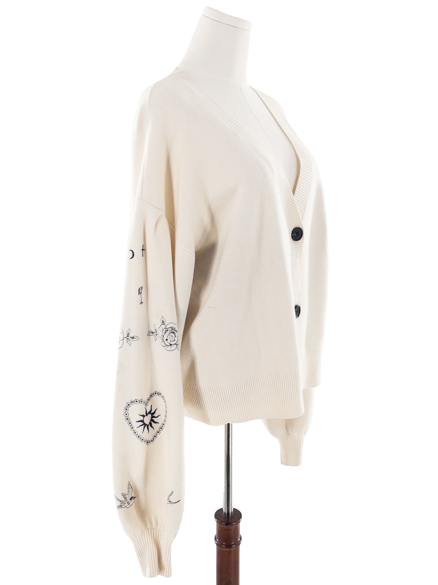 Never Fully Dressed Cream Embroidered Viscose Blend Size xxxl Cardigan