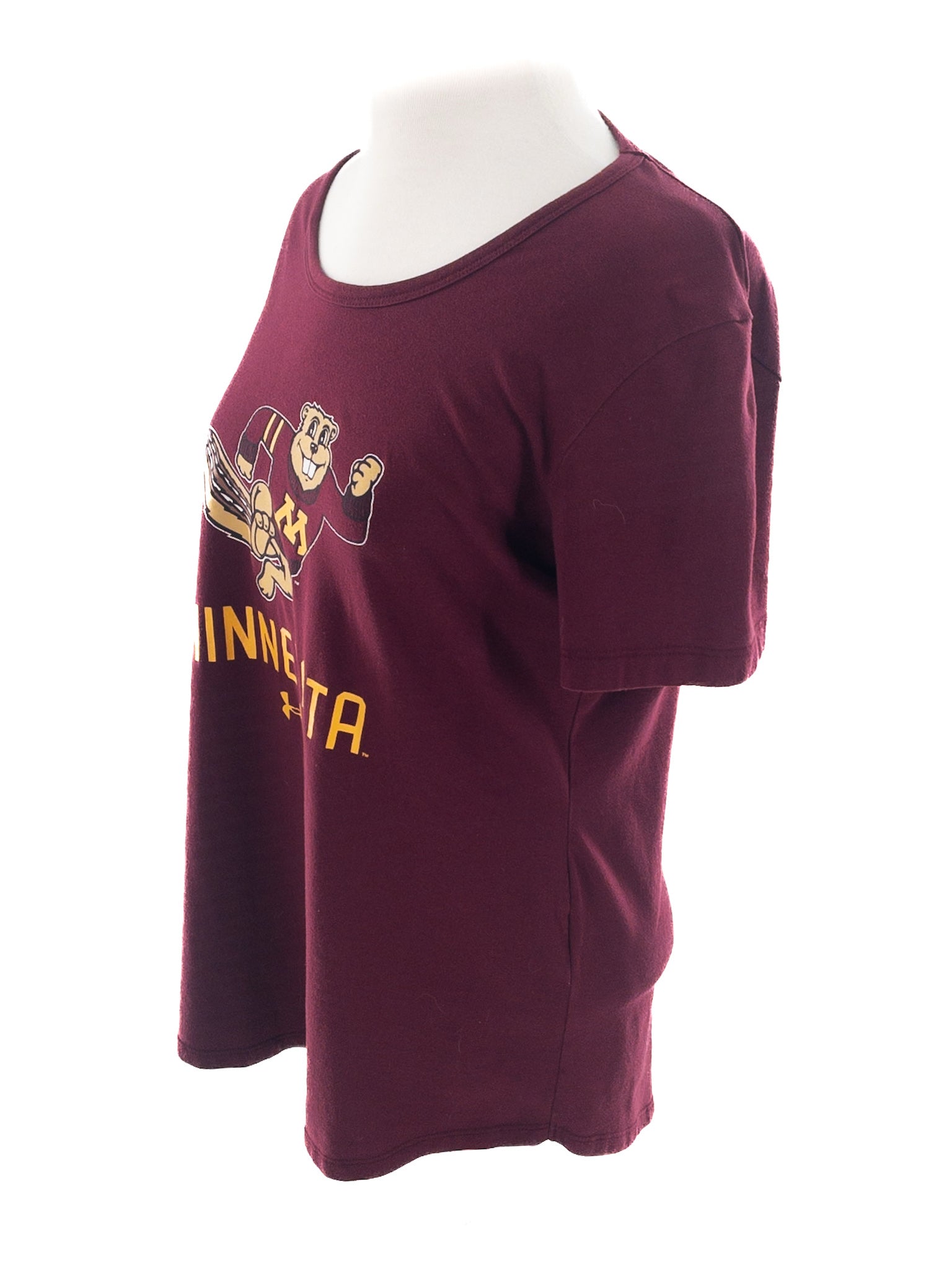 Under Armor Maroon Gold Print Short Sleeve Size M T Shirt