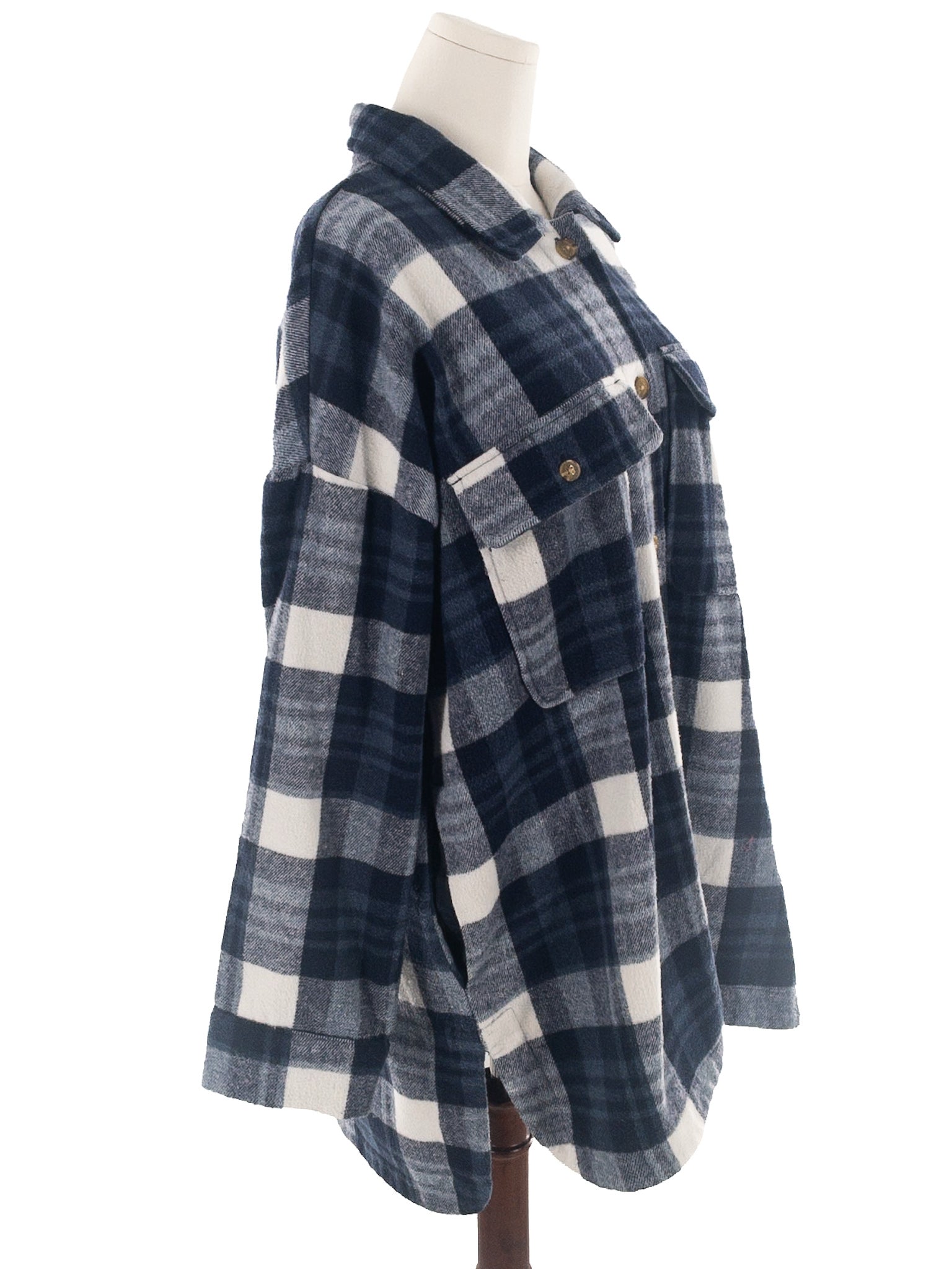 Banana Republic Blue White Plaid Flannel Size XL Shacket