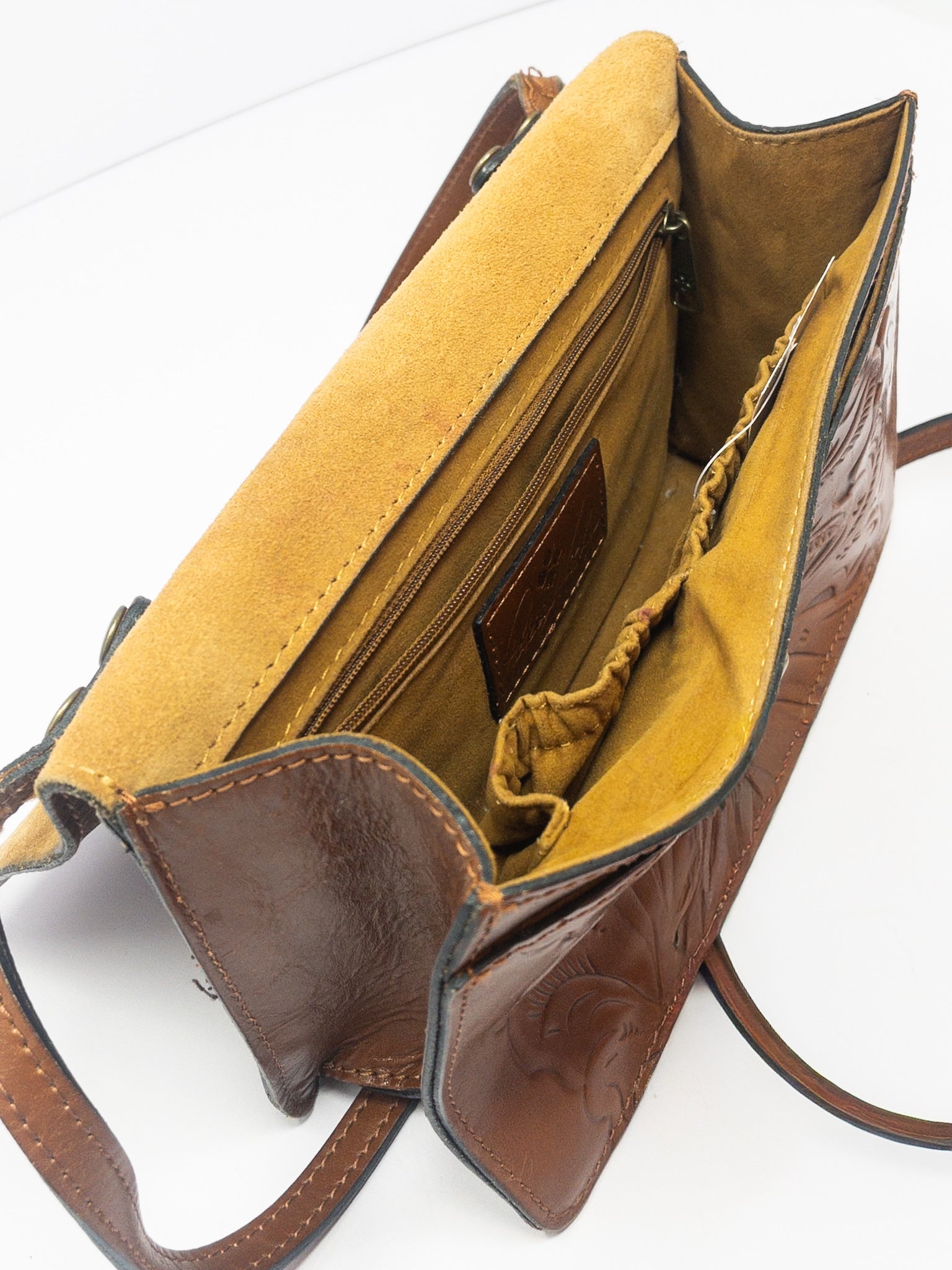 Patricia Nash Caramel Embossed Leather Cross Body