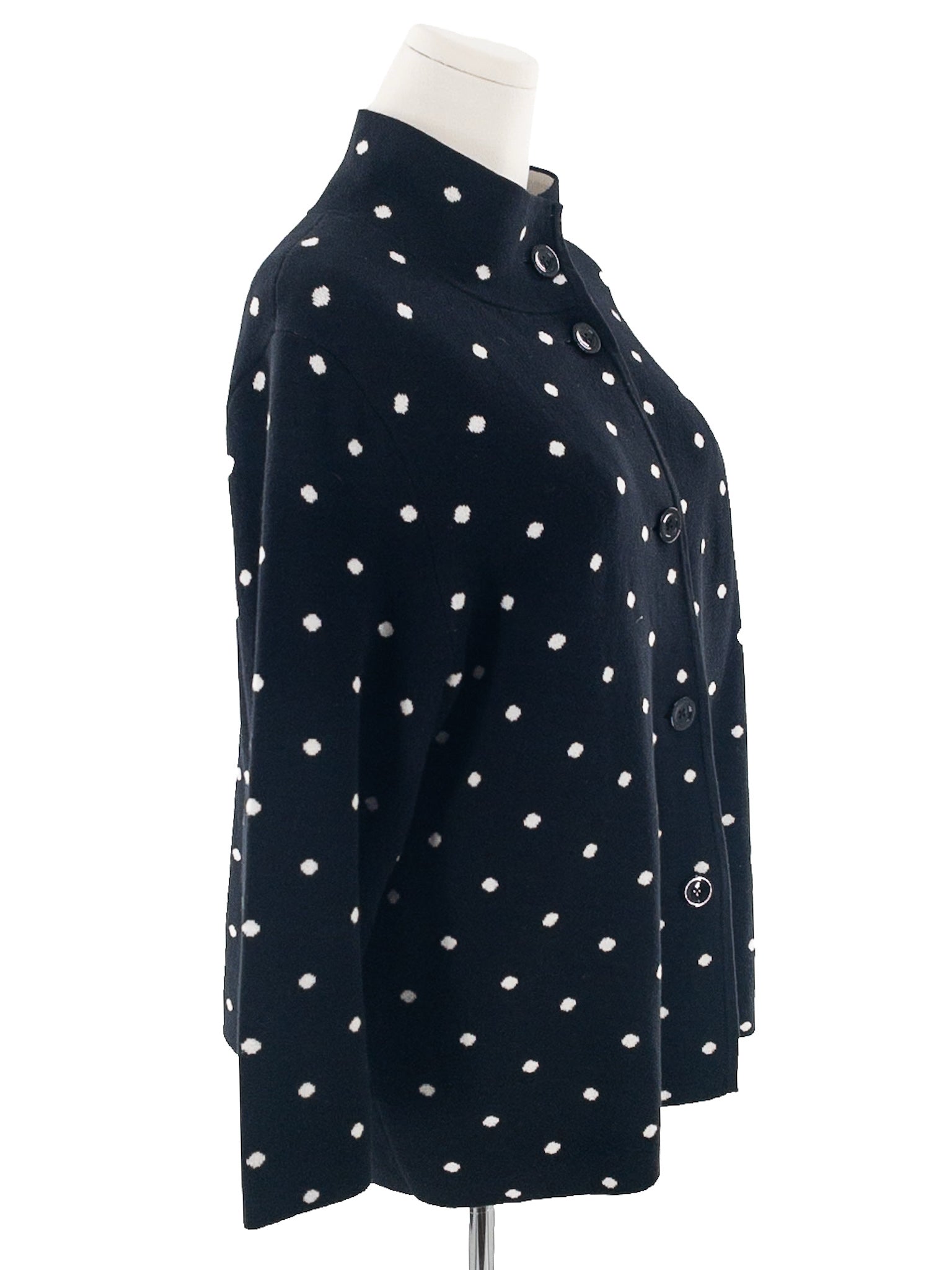 Talbots Black White Polka Dot Cotton Blend Size 2X Cardigan