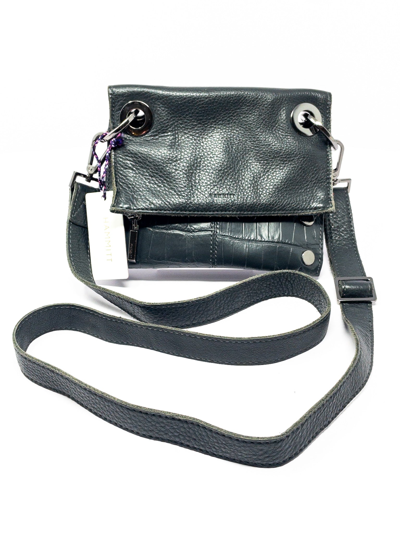 Hammitt Gray Grommet Leather Cross Body