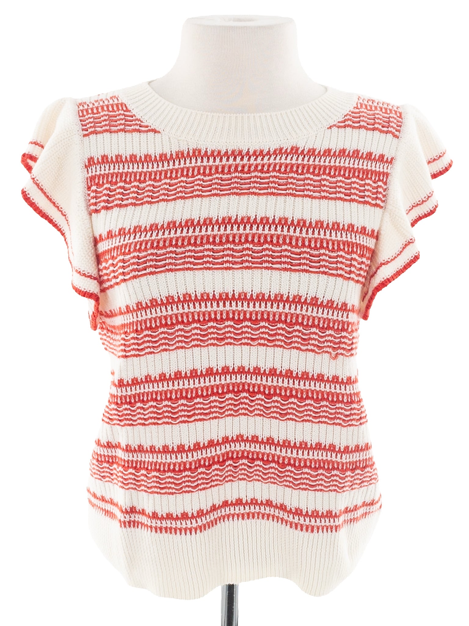 Evereve Cream Red Print Cotton Blend Size M Sweaters