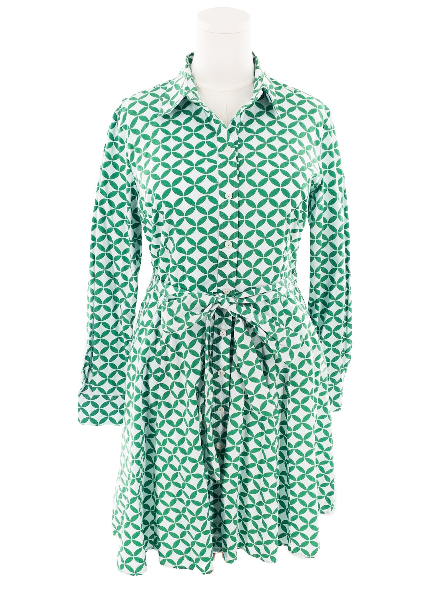 Boden White Graphic Pique Long Sleeve Size 10 Dress