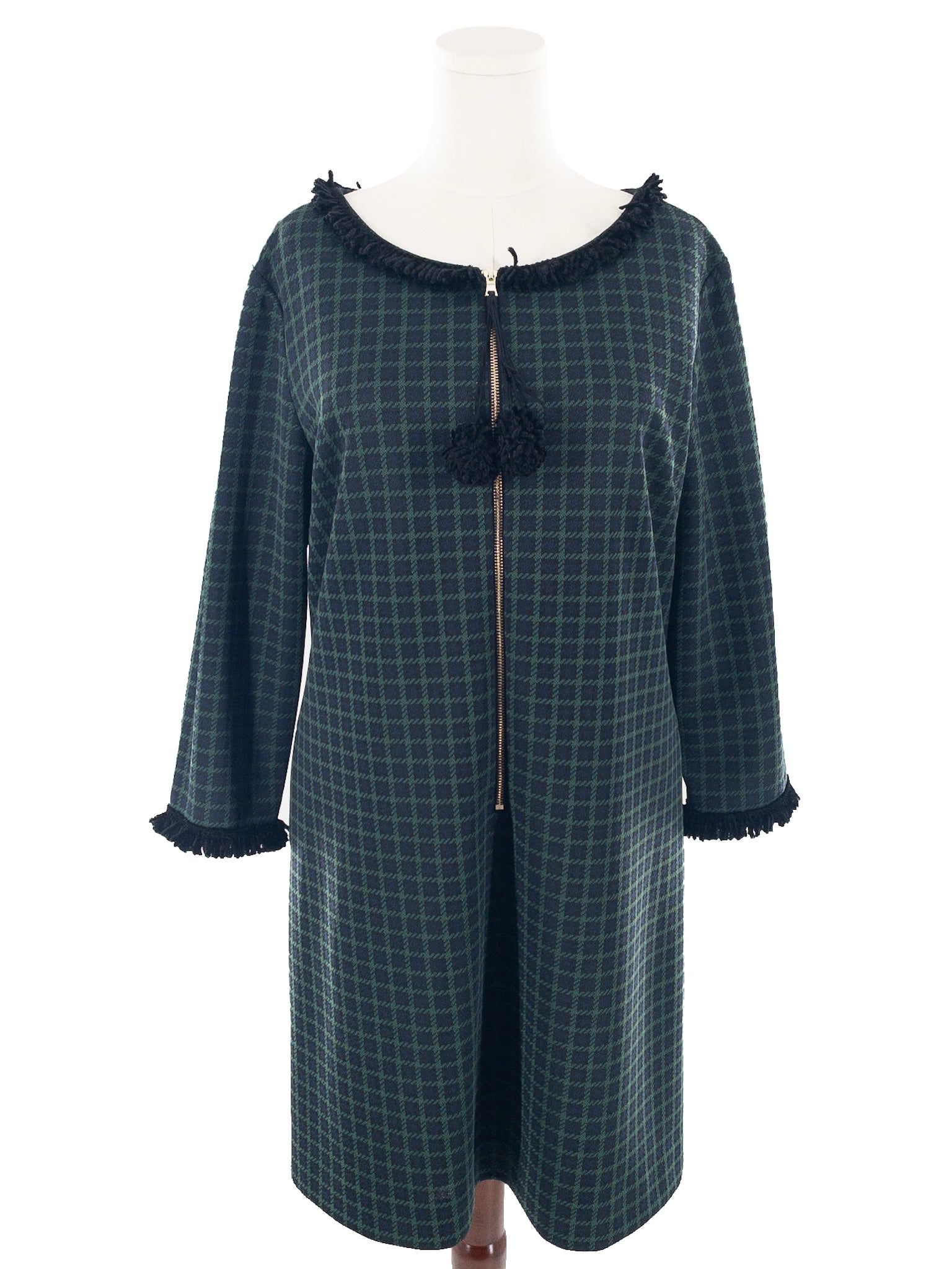Sara Campbell Green Black Plaid Polyester Long Sleeve Size XL Dress
