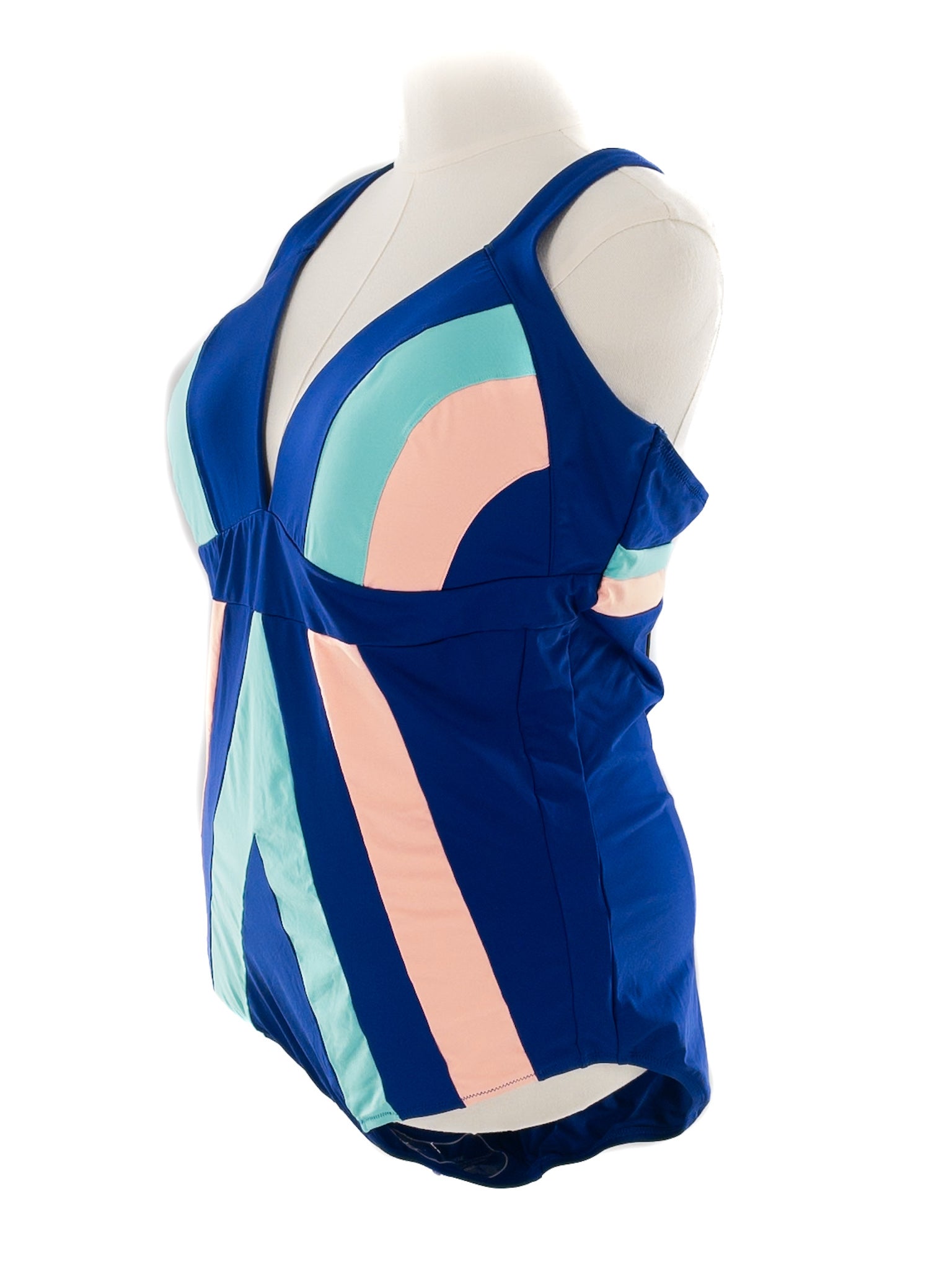 City Chic Royal Blue Multi Color Block Polyamide Size L Swimsuit 1 PC